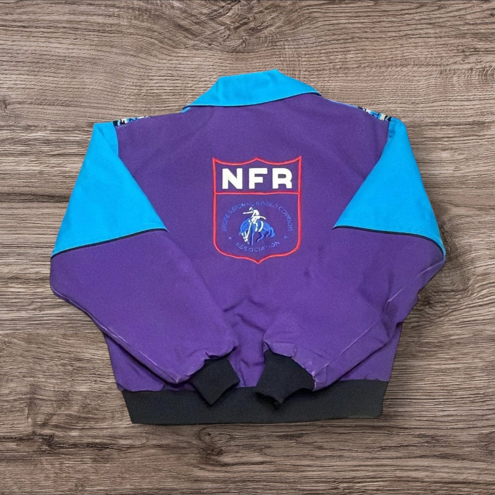Large Vintage NFR Color-block Bomber w Aztec Trim
