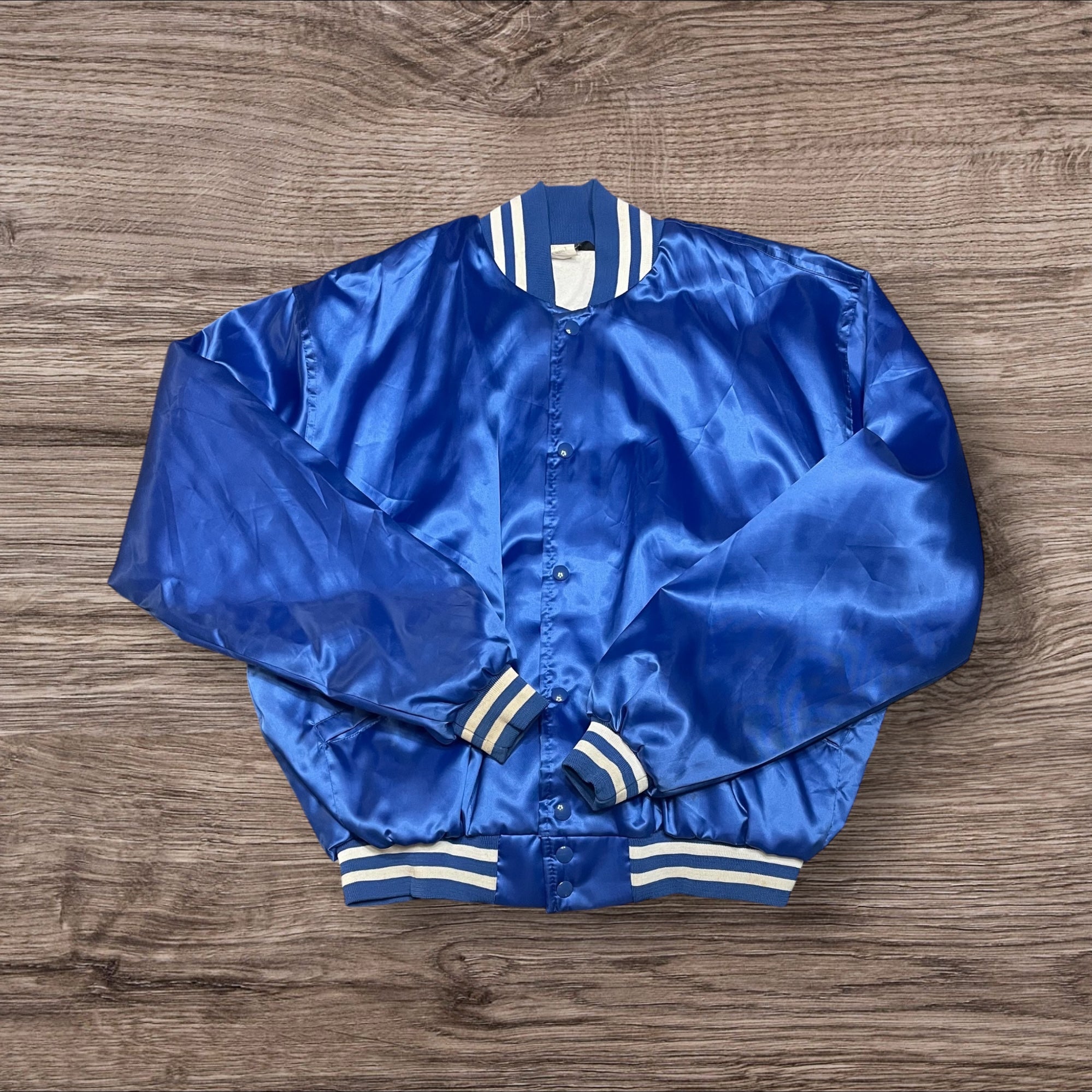 XLarge Vintage Houston Livestock Show and Rodeo Blue Satin Bomber