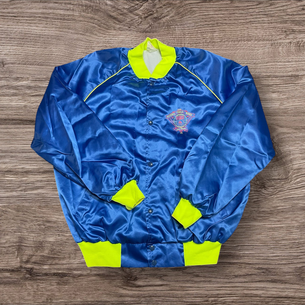 2XLarge Vintage 1990 NFR Blue Satin Bomber