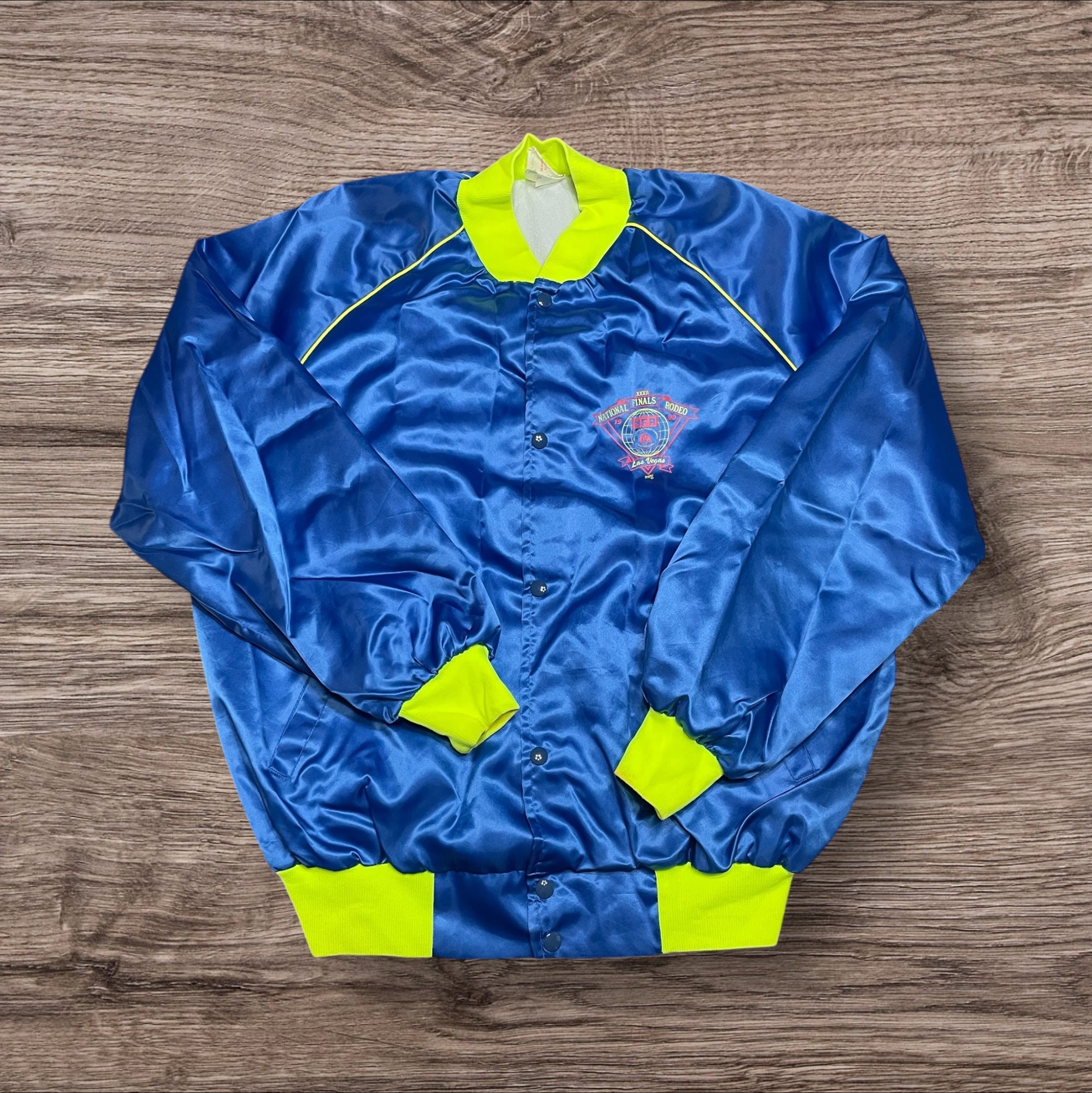 2XLarge Vintage 1990 NFR Blue Satin Bomber