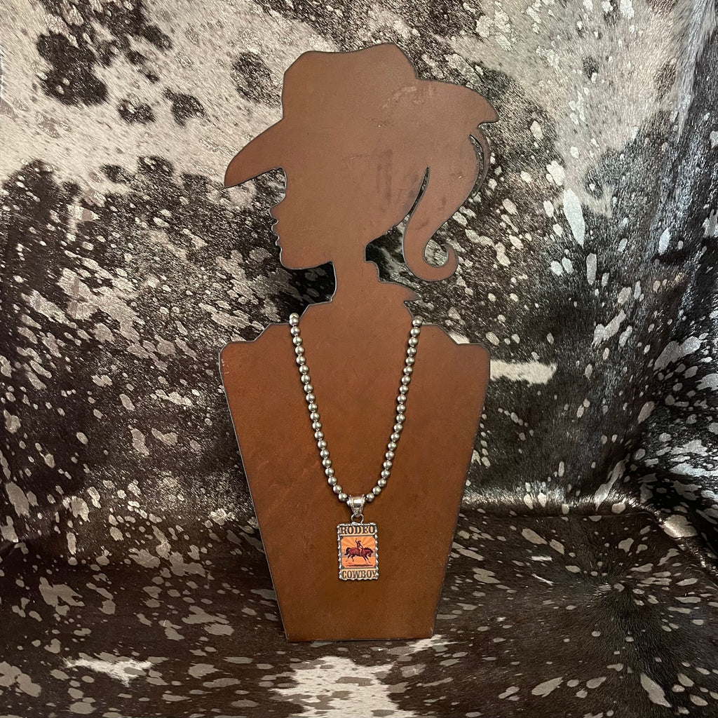 Vintage Rodeo Cowboy Pendant Necklace