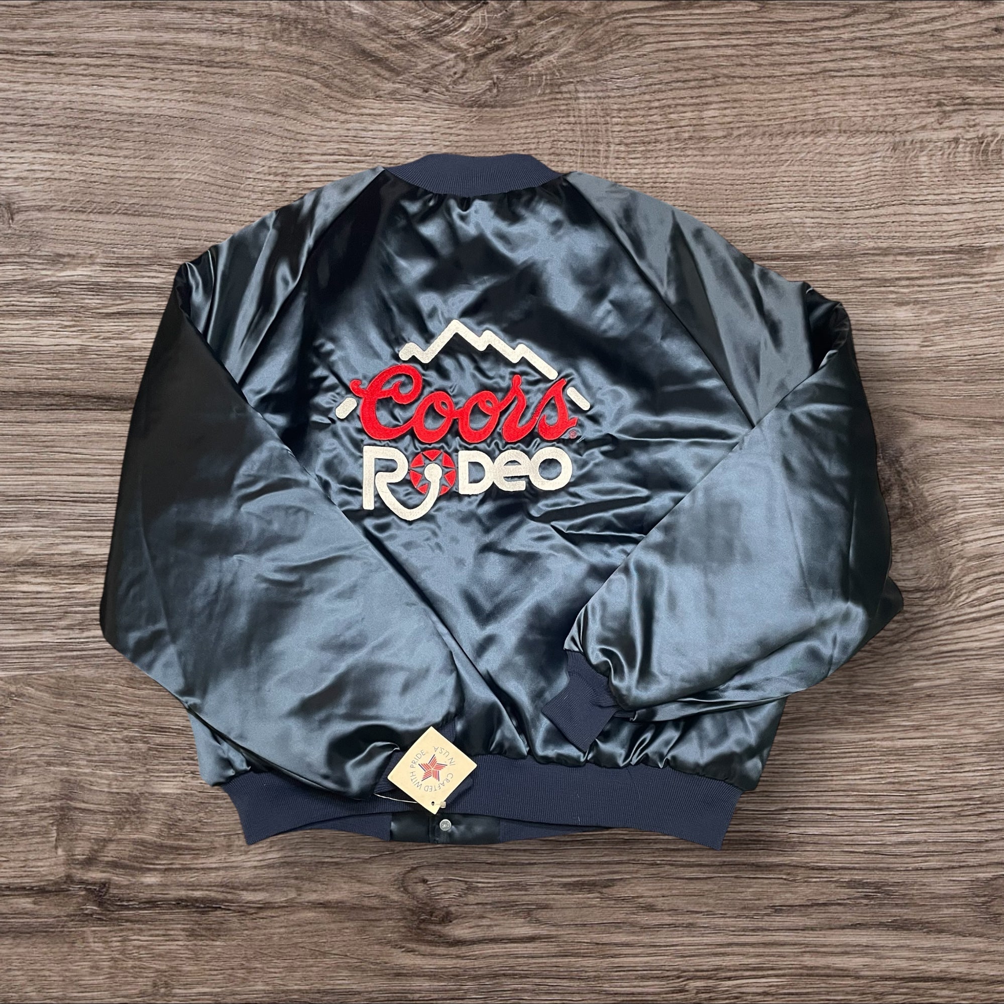 XLarge NWT Vintage Coors Rodeo Navy Satin Bomber