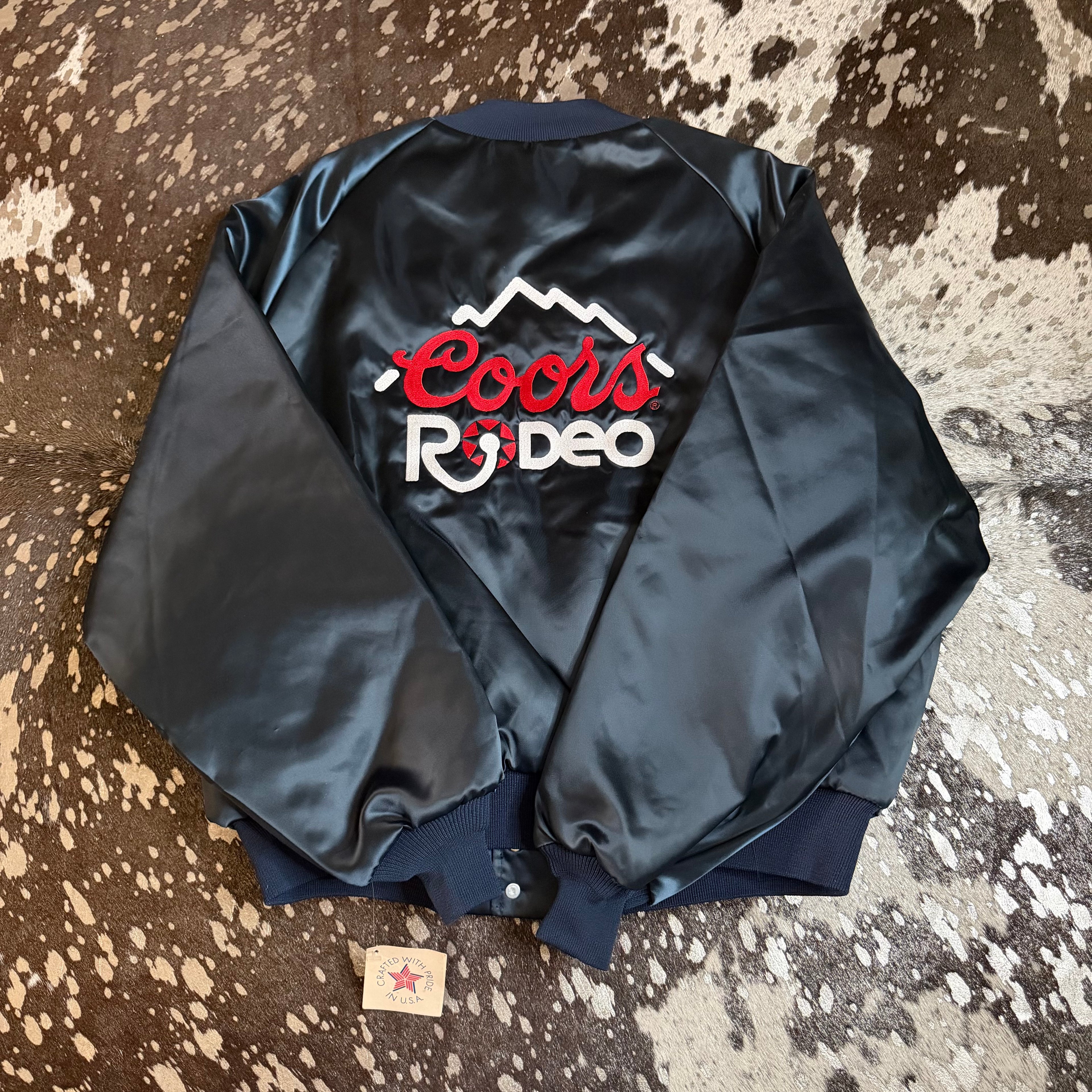 XLarge NWT Vintage Coors Rodeo Navy Satin Jacket