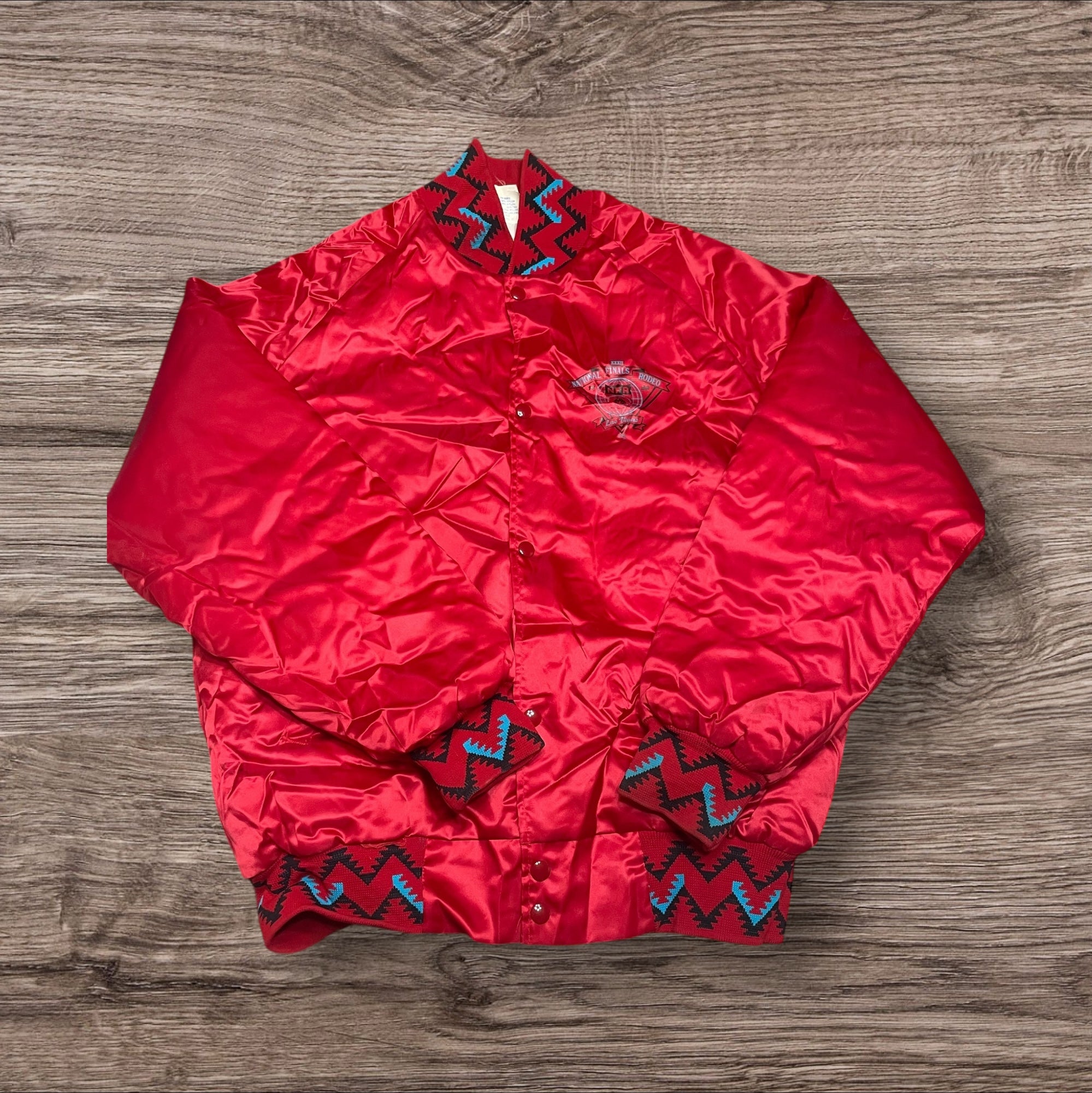 XLarge Vintage 1990 NFR Red Satin Bomber