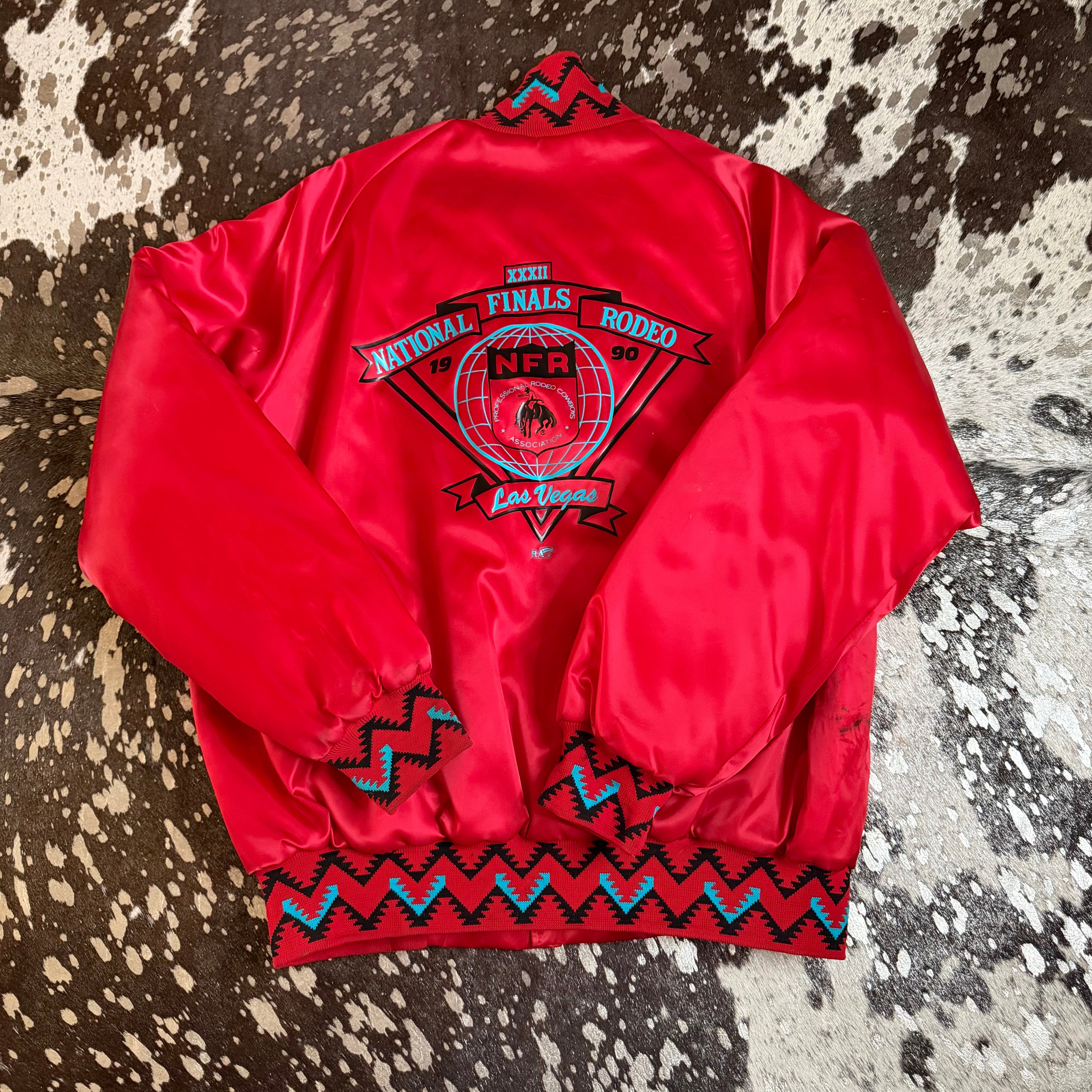 XLarge Vintage 1990 NFR Red Satin Jacket
