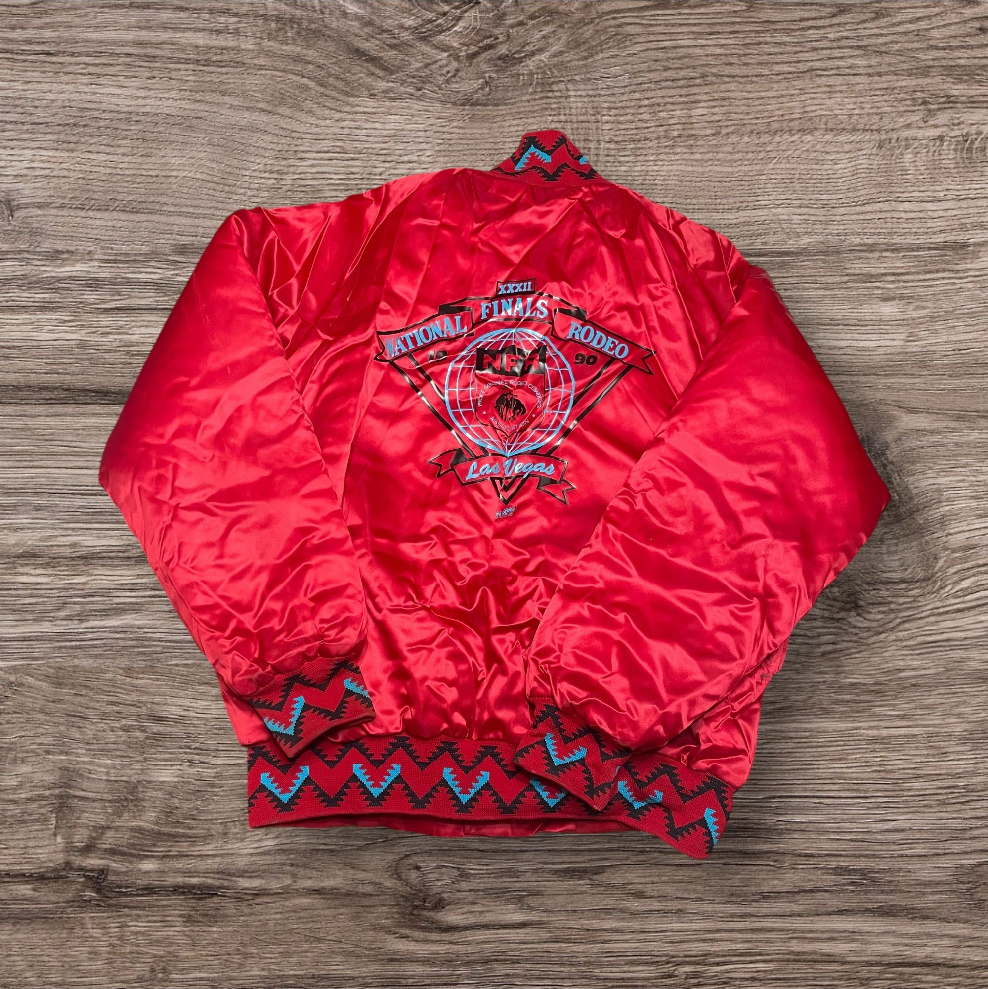 XLarge Vintage 1990 NFR Red Satin Bomber
