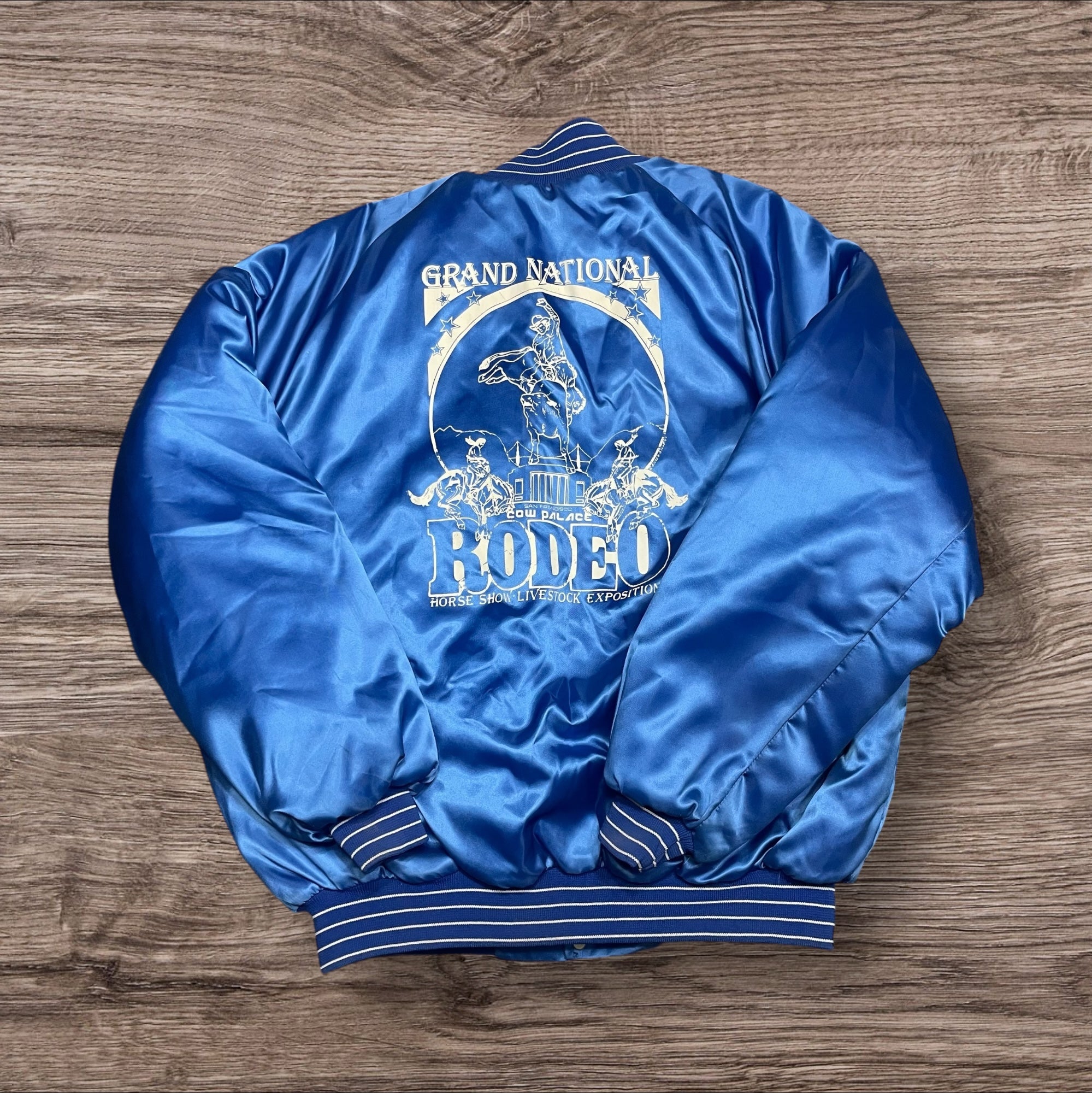 2XLarge Vintage Cow Palace Blue Satin Bomber