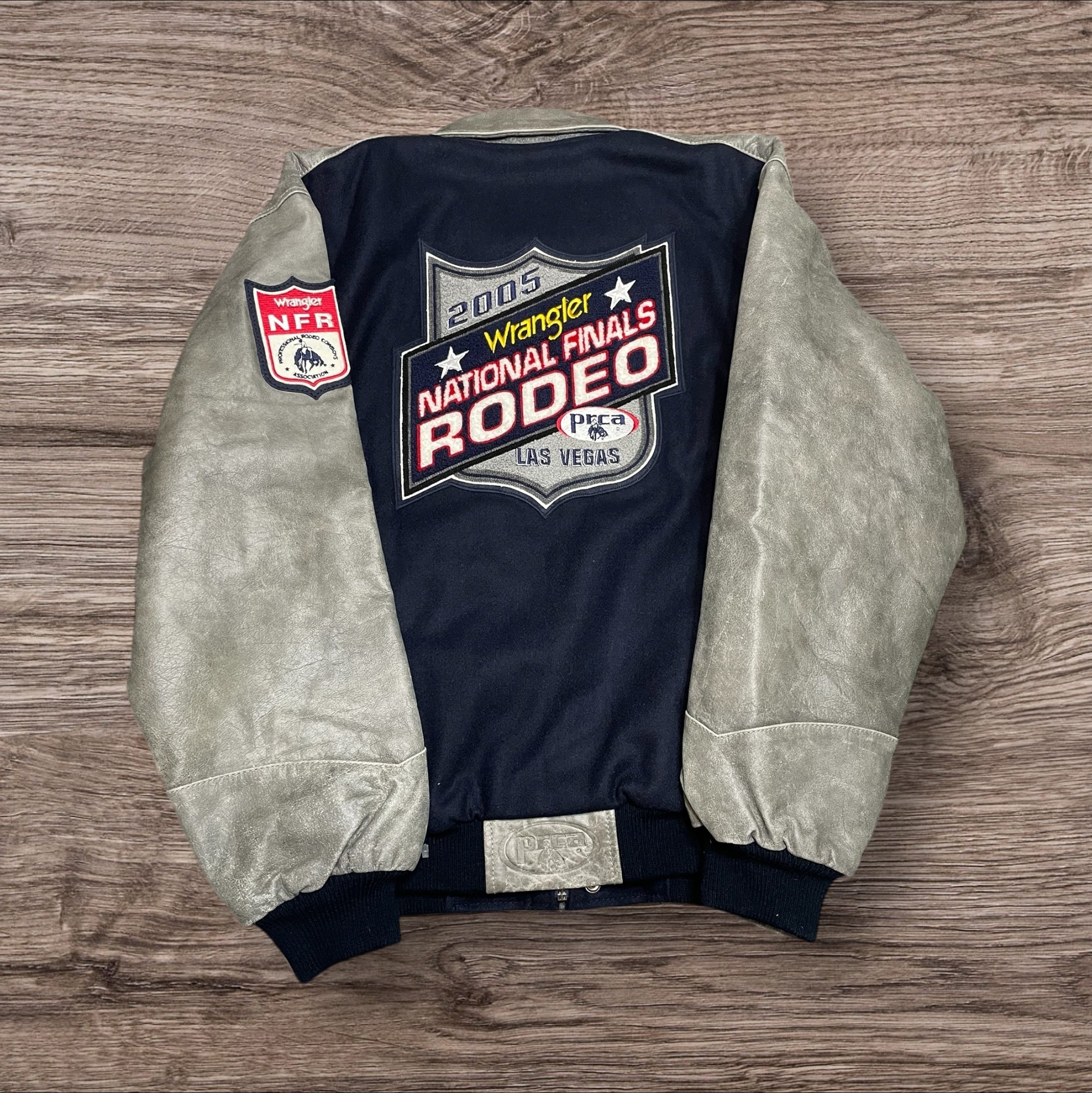 Large NWT Vintage 2005 Wool & Leather NFR Official Contestant Jacket