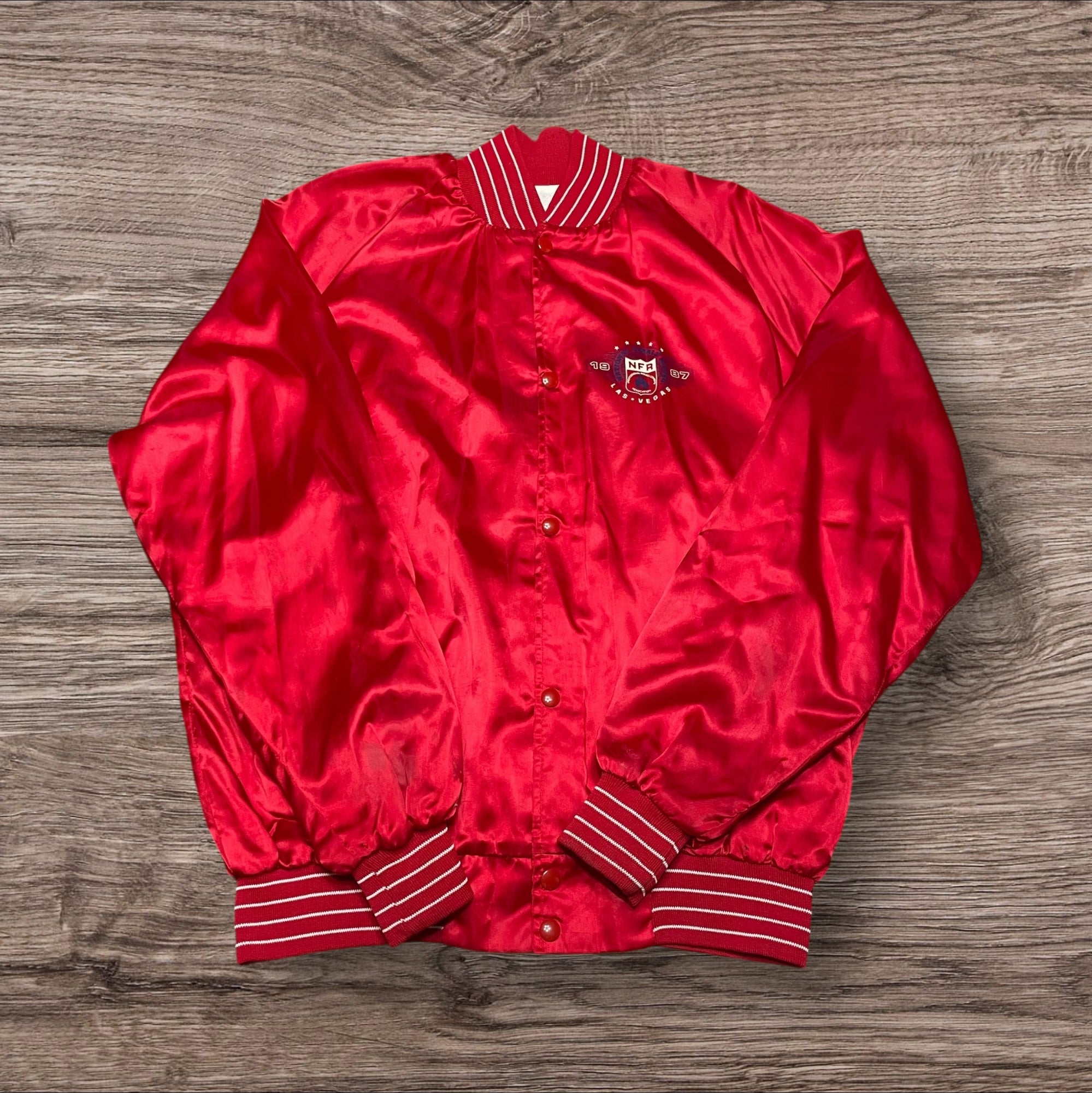 2XLarge Vintage 1987 NFR Red Satin Bomber (Lane Frost)