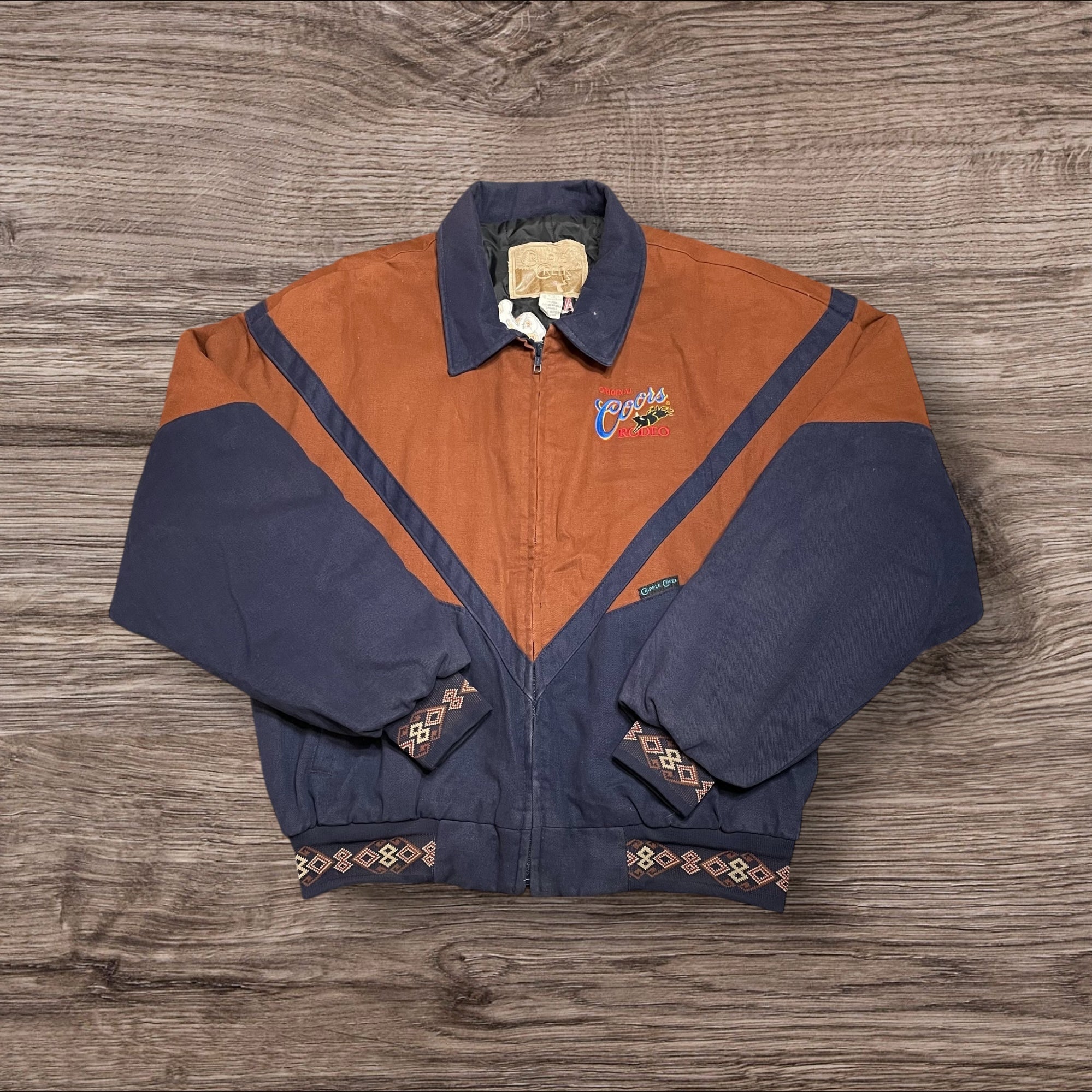 XLarge Vintage Coors Rodeo Aztec Bomber by Cripple Creek