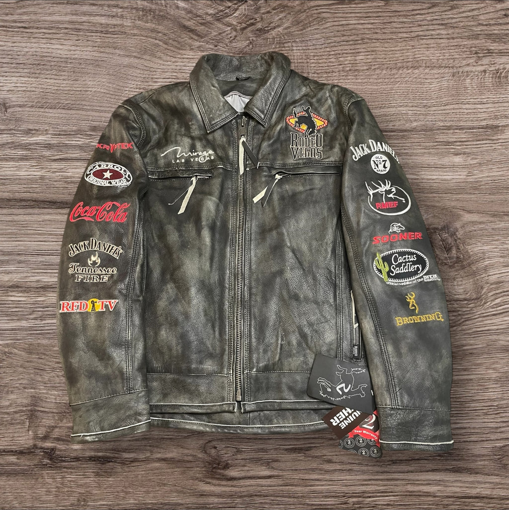 XLarge Limited Edition Rodeo Vegas Leather Jacket Dark Grey