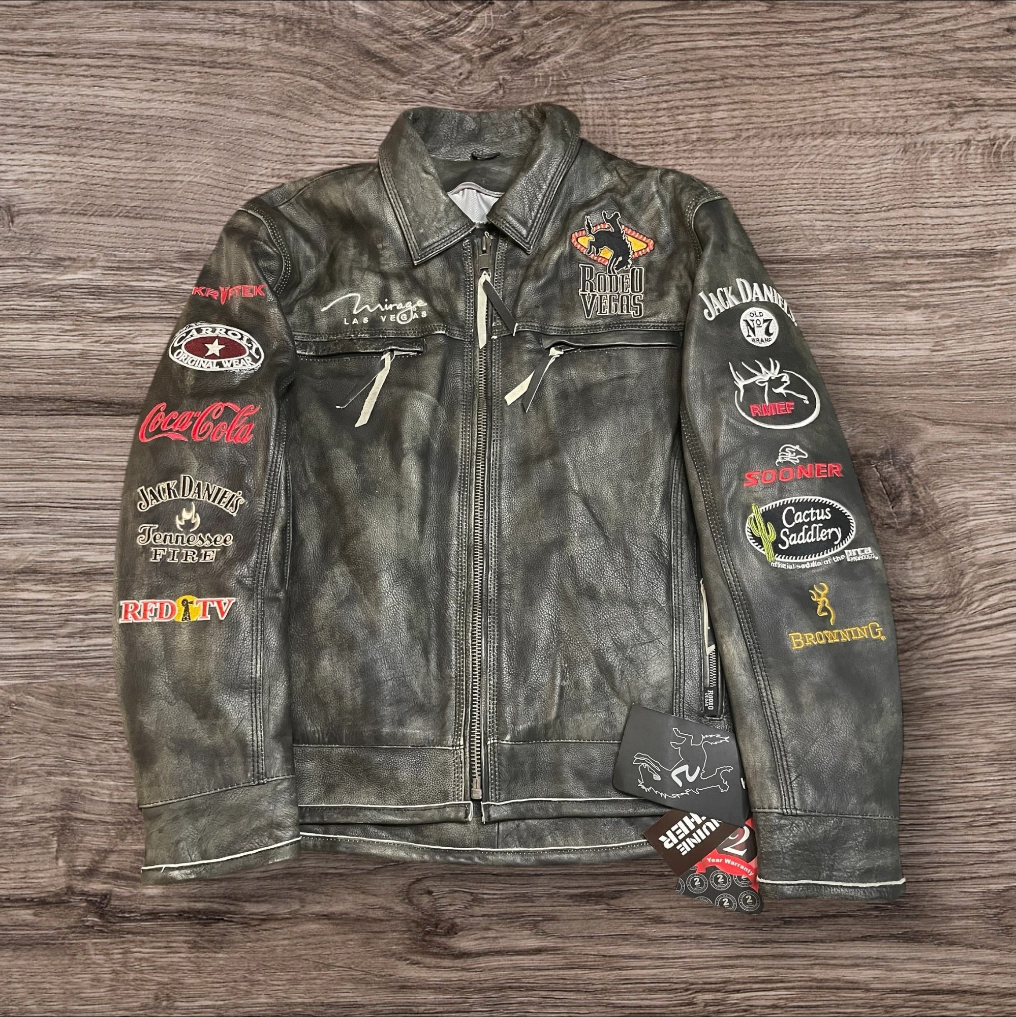 XLarge Limited Edition Rodeo Vegas Leather Jacket Dark Grey