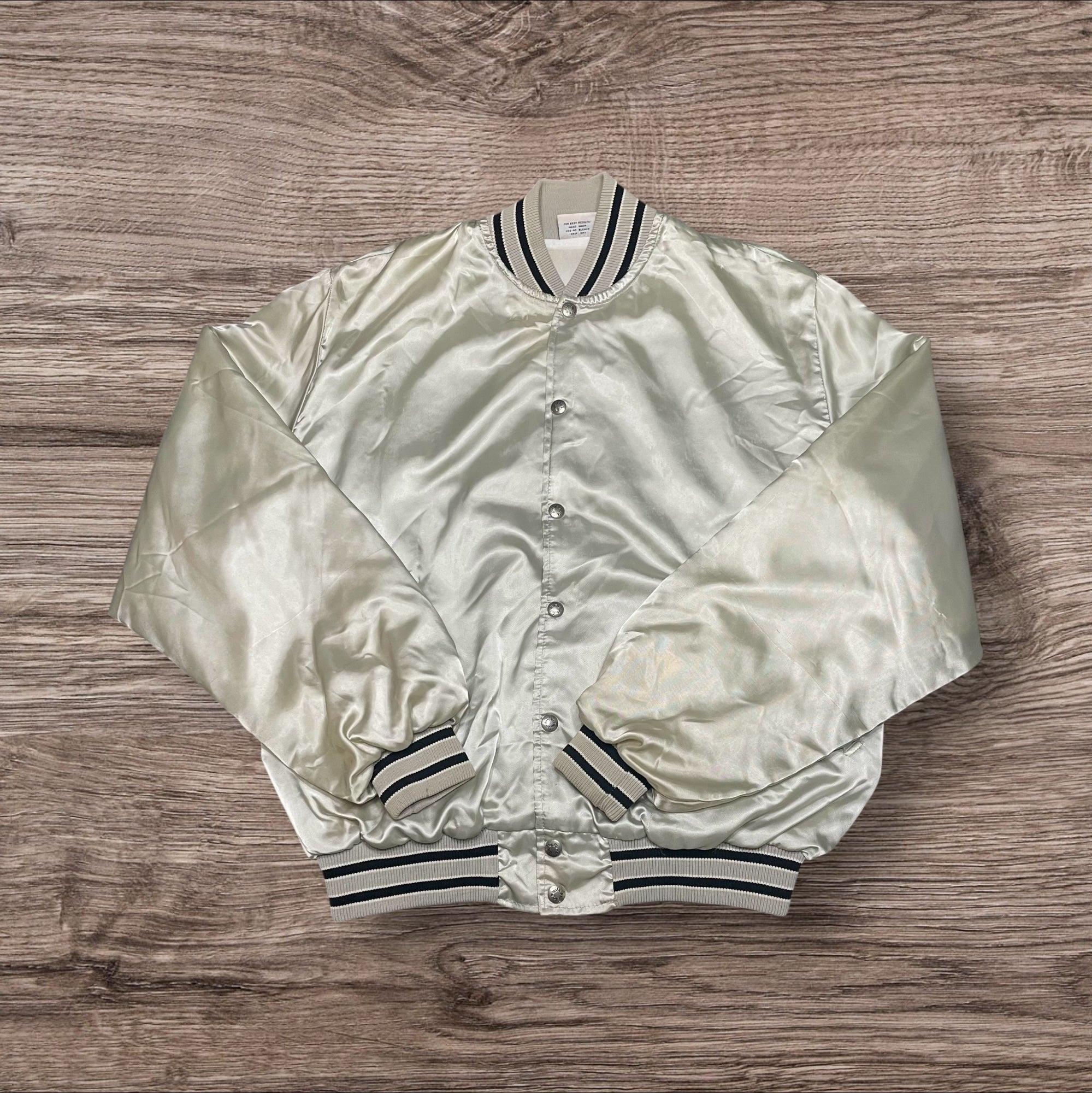 Large Vintage Houston Livestock Show & Rodeo Silver Satin Bomber