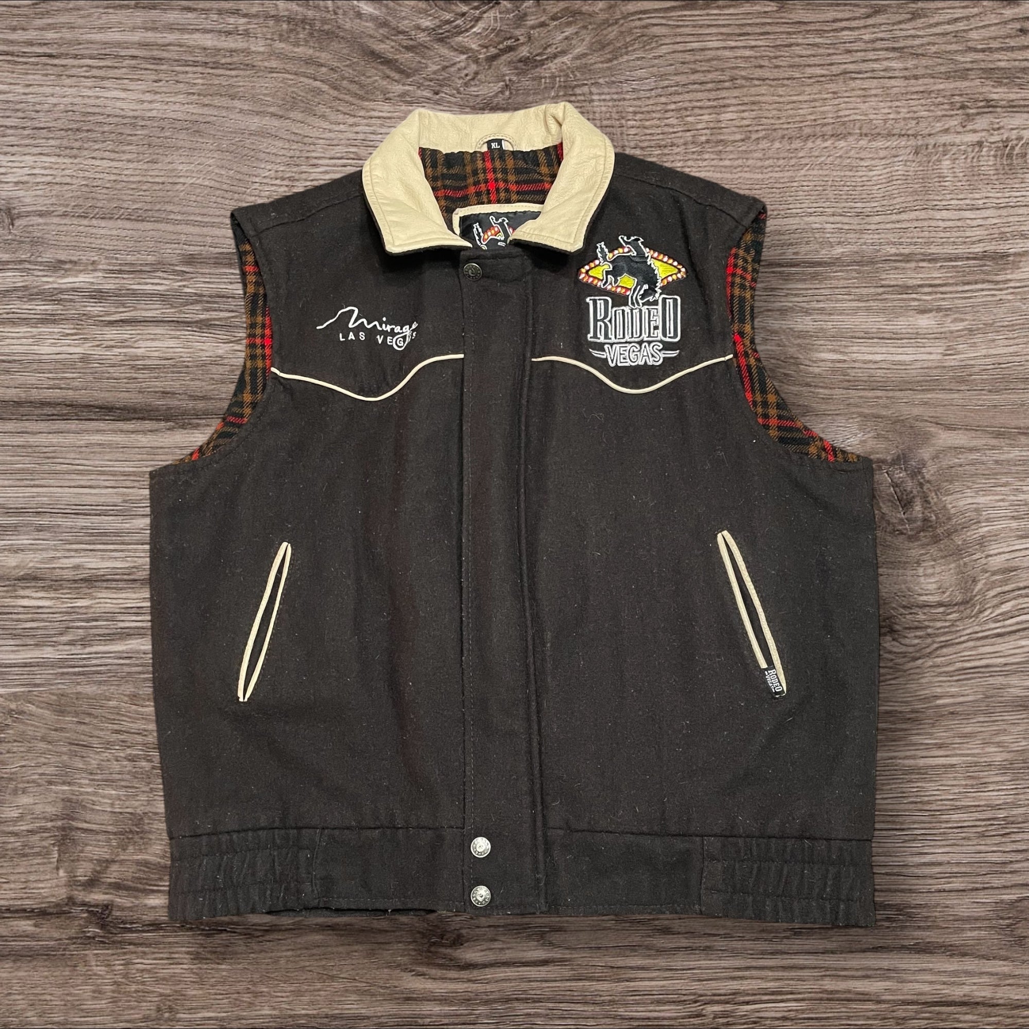 Large Rodeo Vegas Wool & Leather Vest