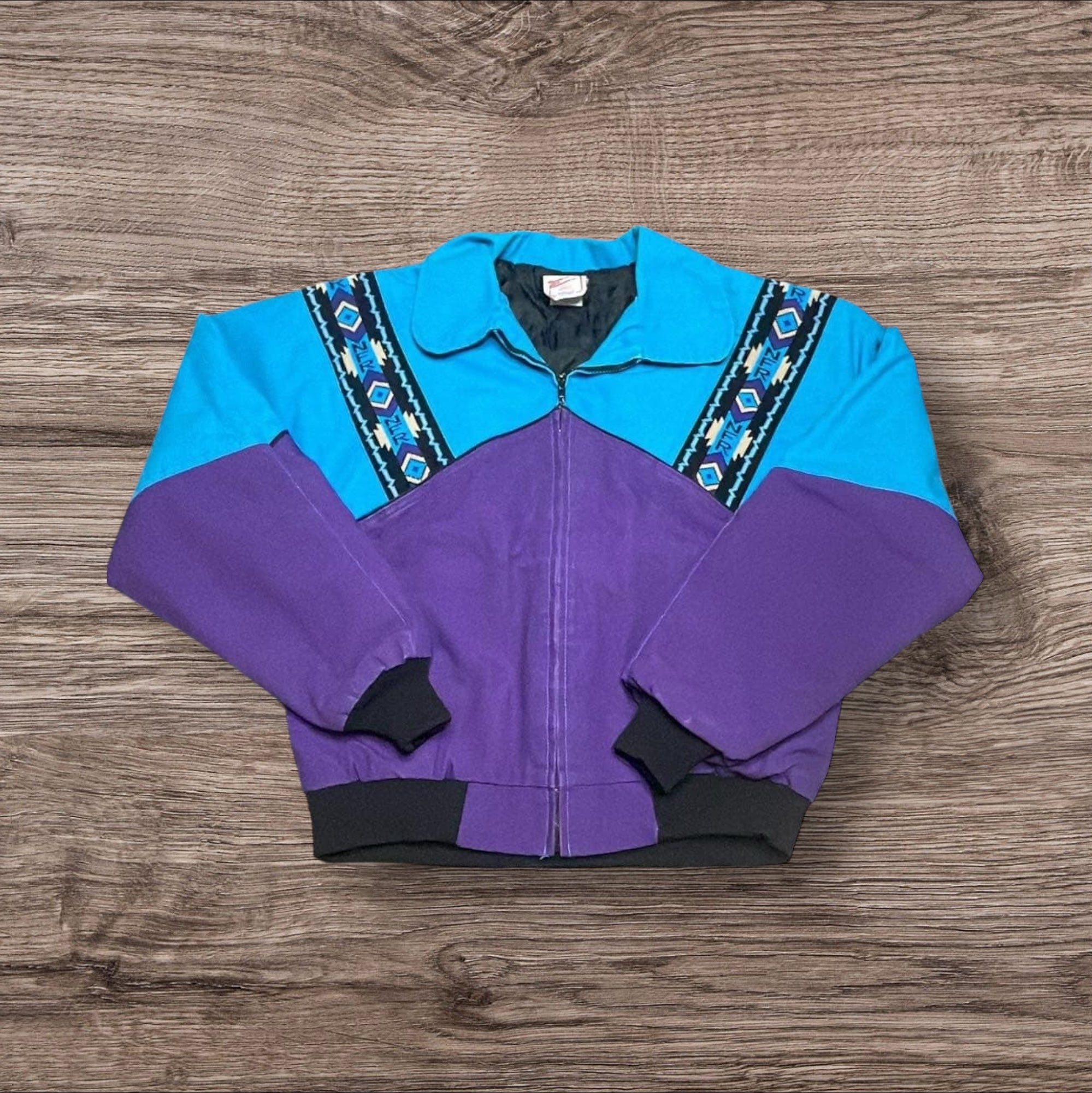 Large Vintage NFR Color-block Bomber w Aztec Trim