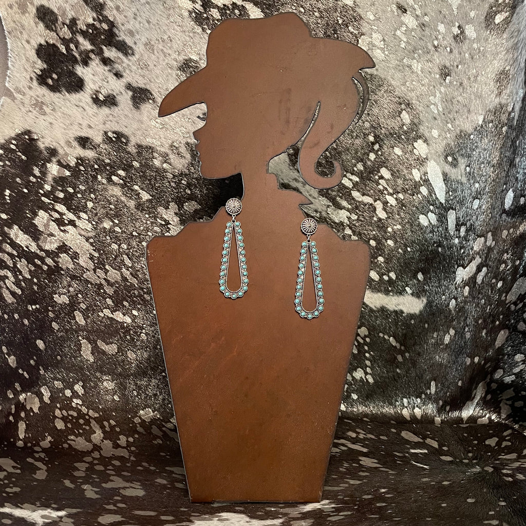 FAUX Turquoise Long Teardrop Earrings