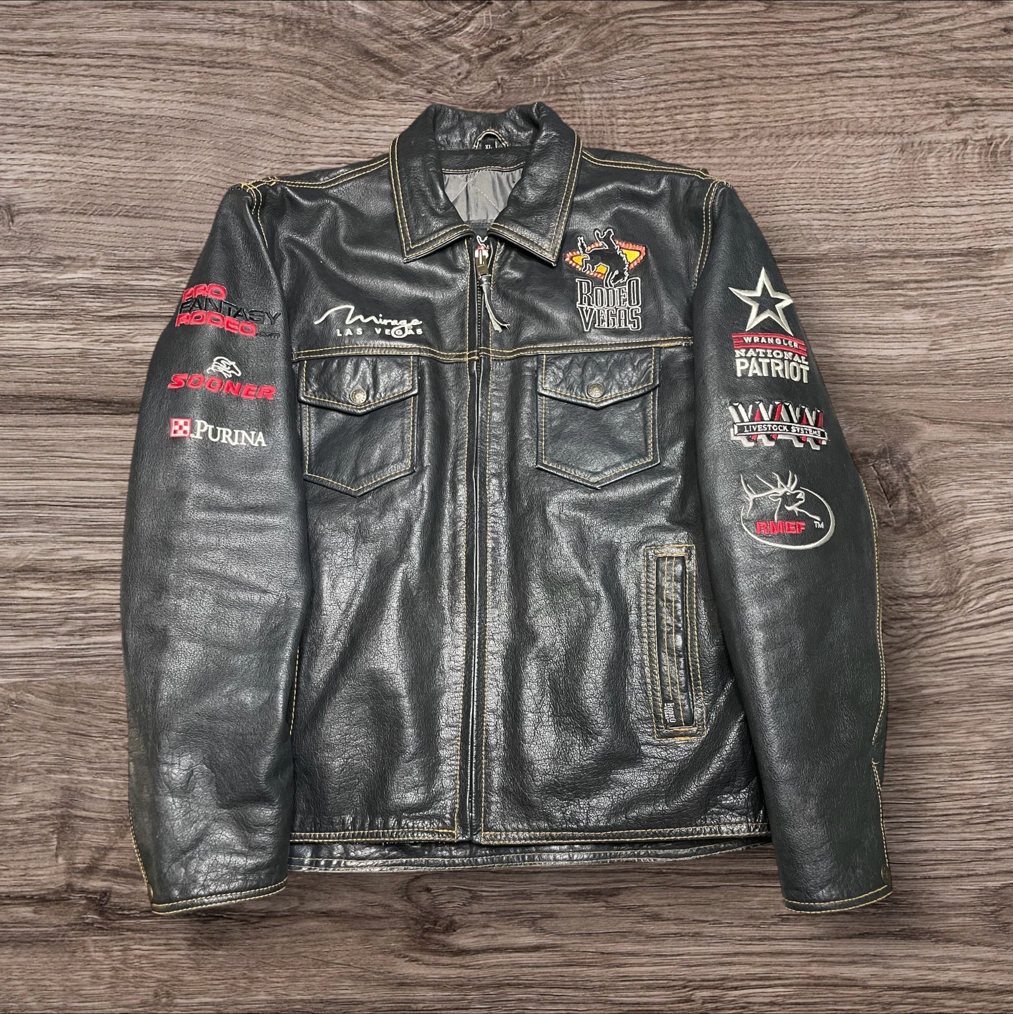 XLarge Limited Edition Rodeo Vegas Leather Jacket Black