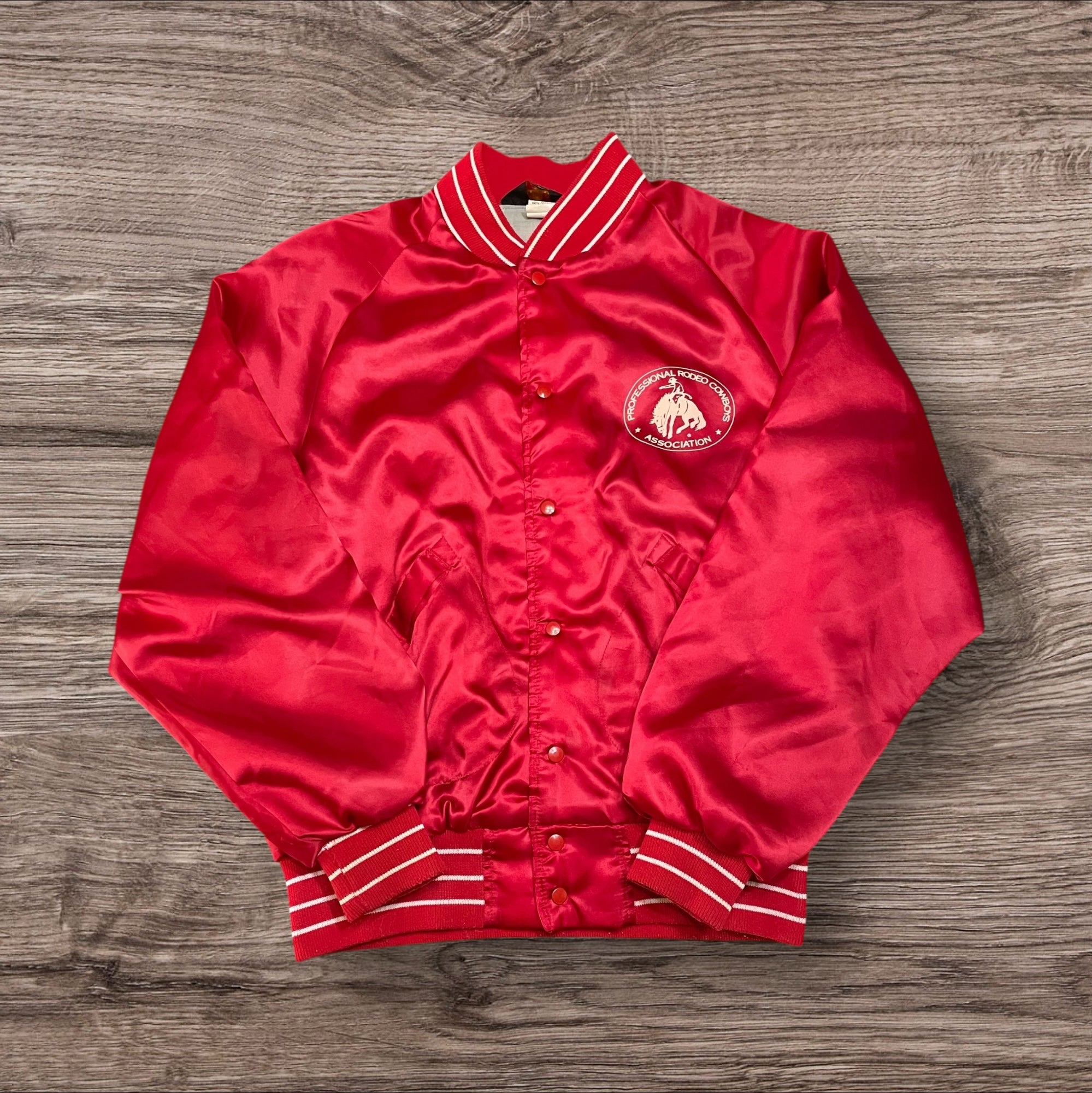 Large Vintage PRCA Red Satin Bomber