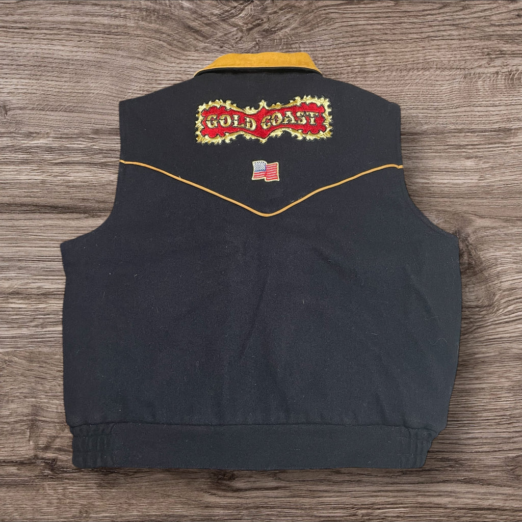 Large Vintage 2005 NFR Gold Coast Wool & Leather Vest