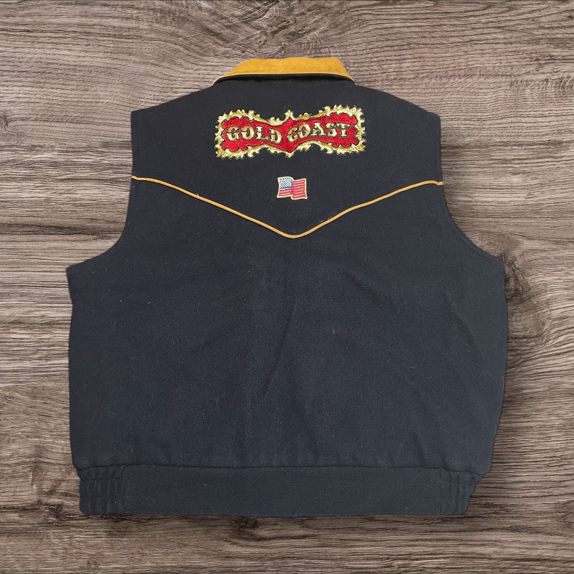 Large Vintage 2005 NFR Gold Coast Wool & Leather Vest
