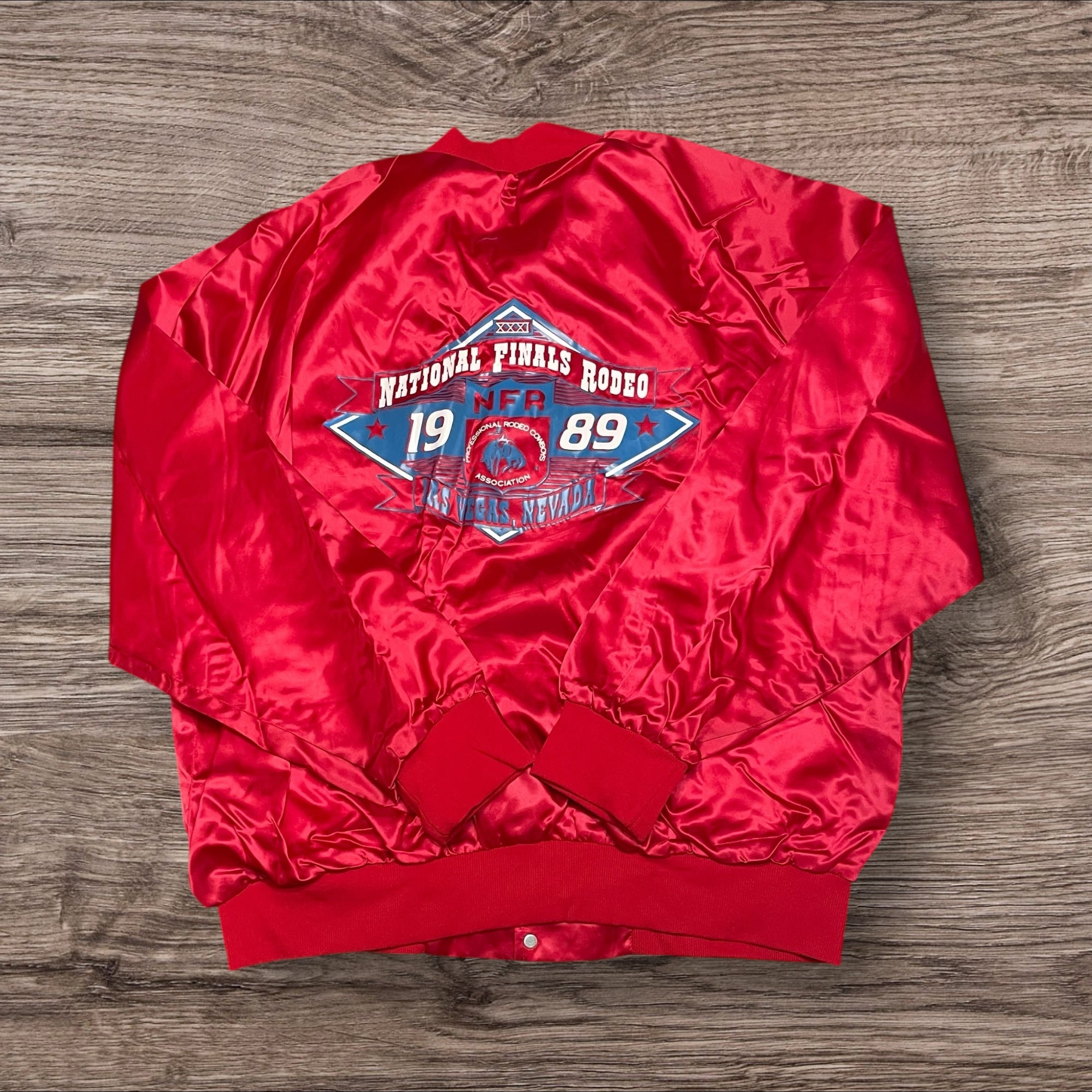 3XLarge Vintage 1989 NFR Red Satin Bomber