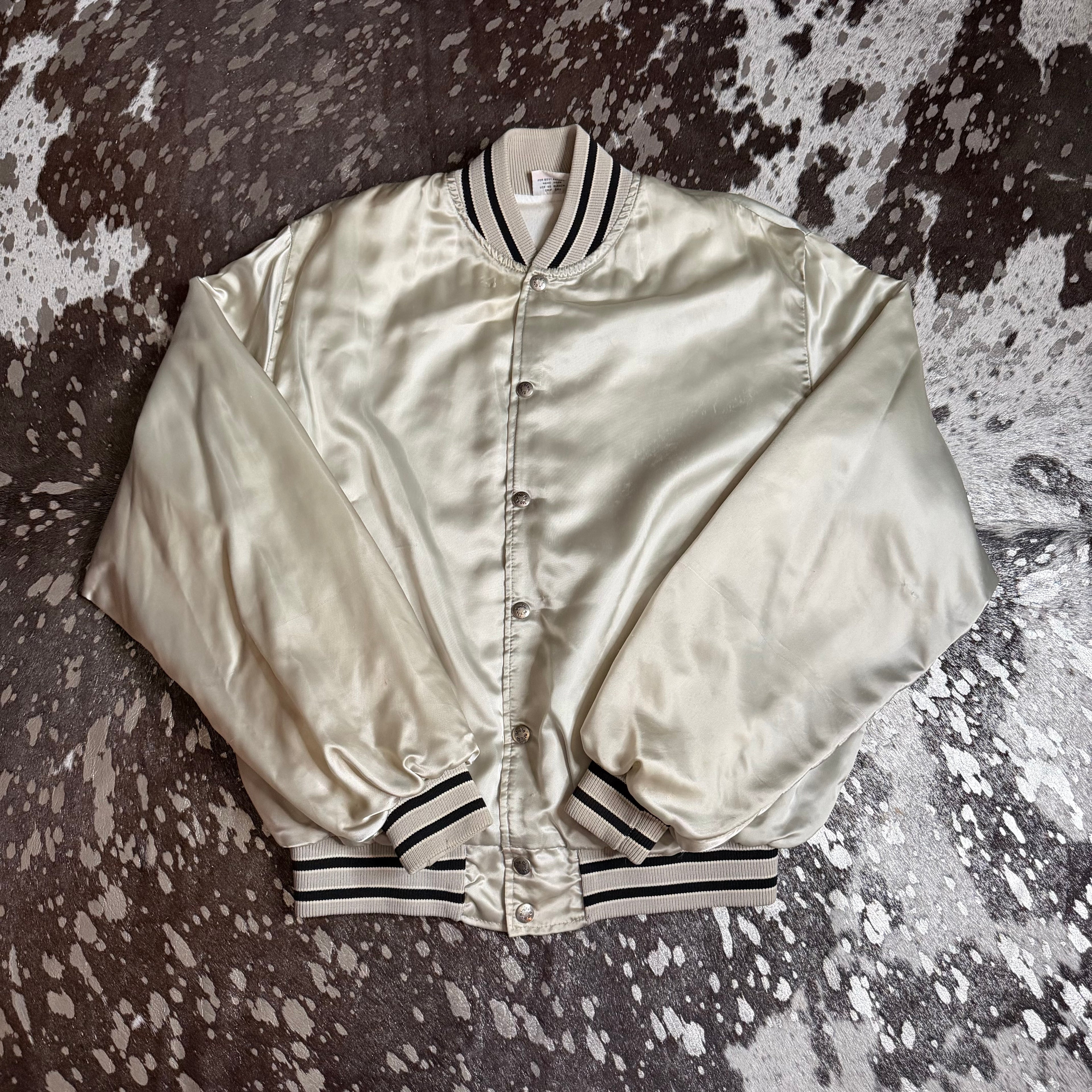 Large Vintage Houston Livestock Show & Rodeo Silver Nylon Jacket