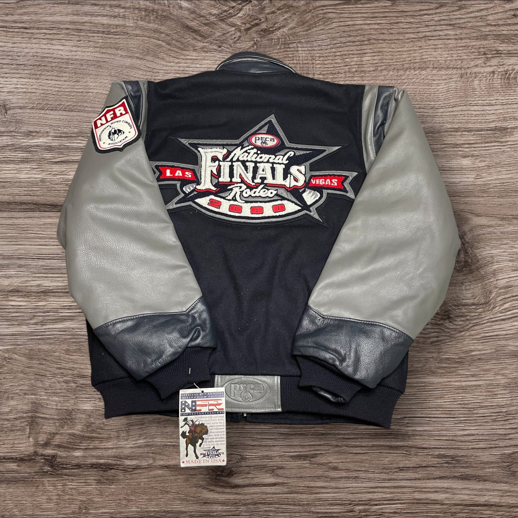 Large NWT Vintage 2000 Wool & Leather NFR Official Contestant Jacket