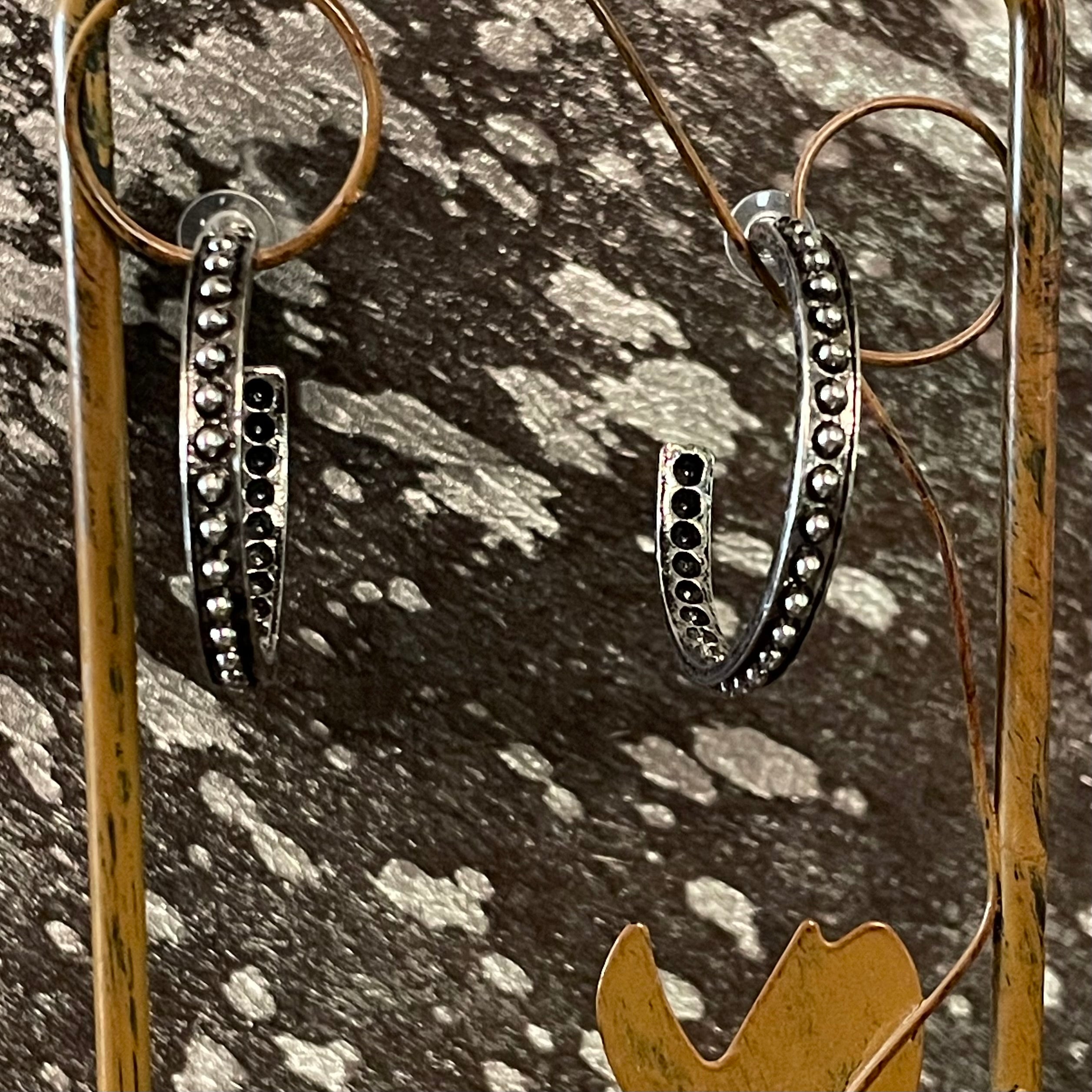 2" Metal Beaded Hoop Earrings