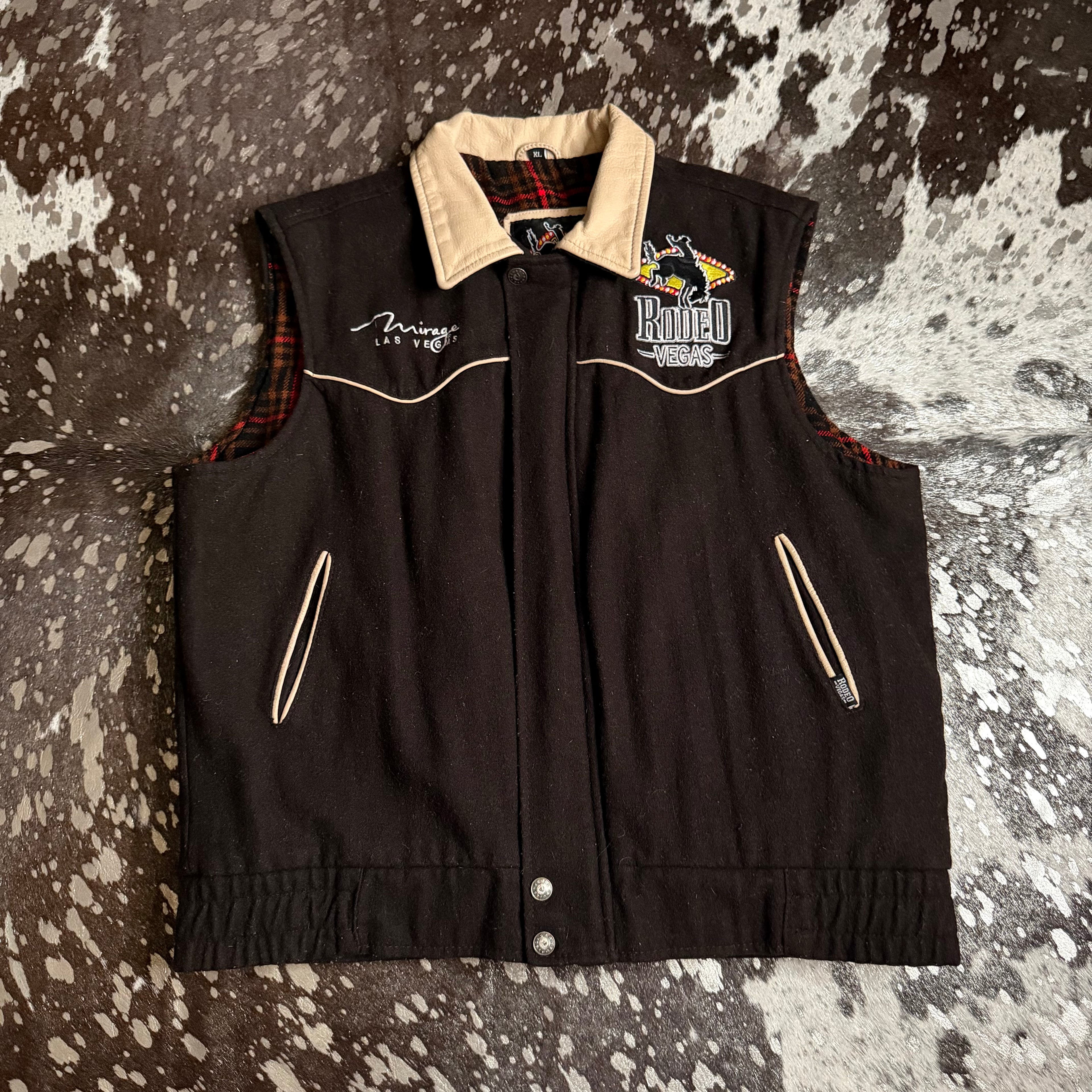 Large Limited Edition Rodeo Vegas Wool & Leather Vest