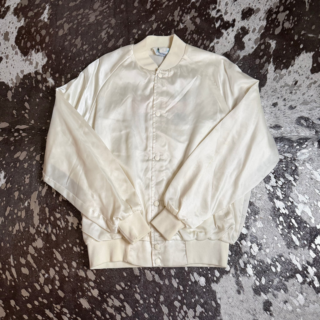 Medium Vintage Houston Livestock Show & Rodeo White Nylon Jacket