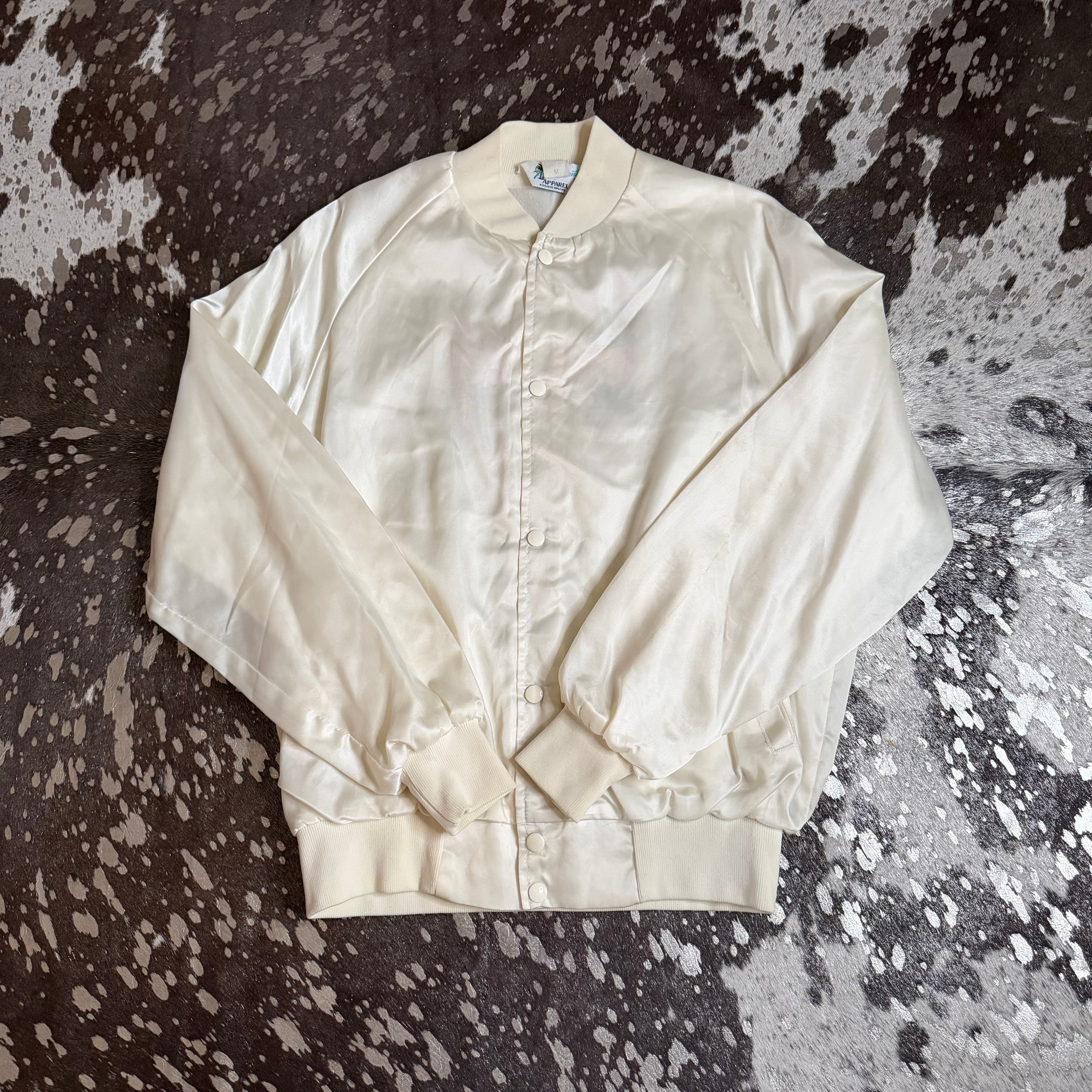 Medium Vintage Houston Livestock Show & Rodeo White Nylon Jacket