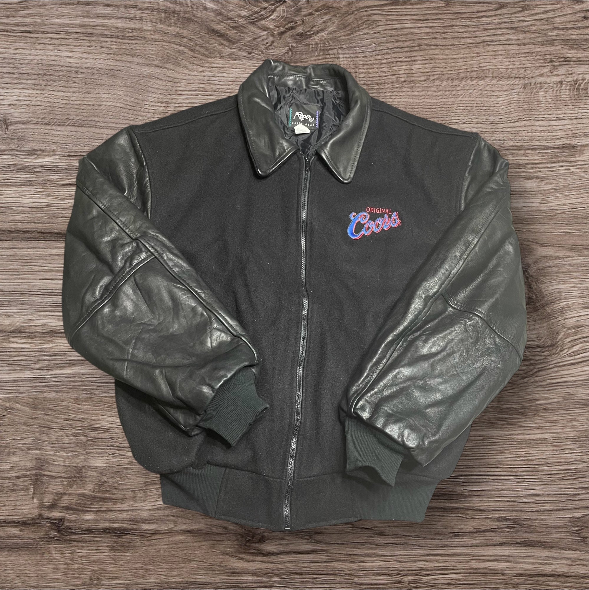 XLarge Vintage Original Coors Wool & Leather Bomber
