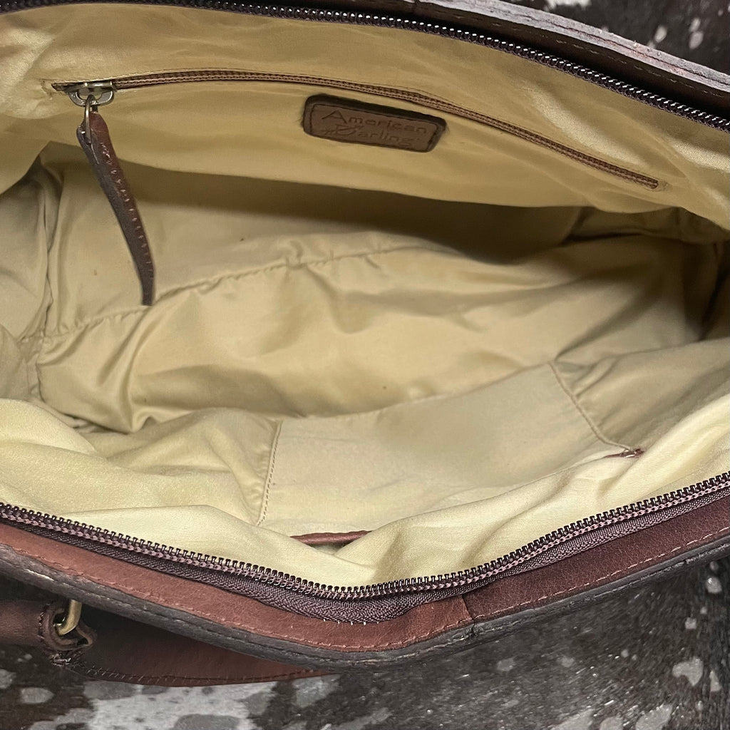 American Darling Hair on Hide Acid Wash Tote with Leather Trim