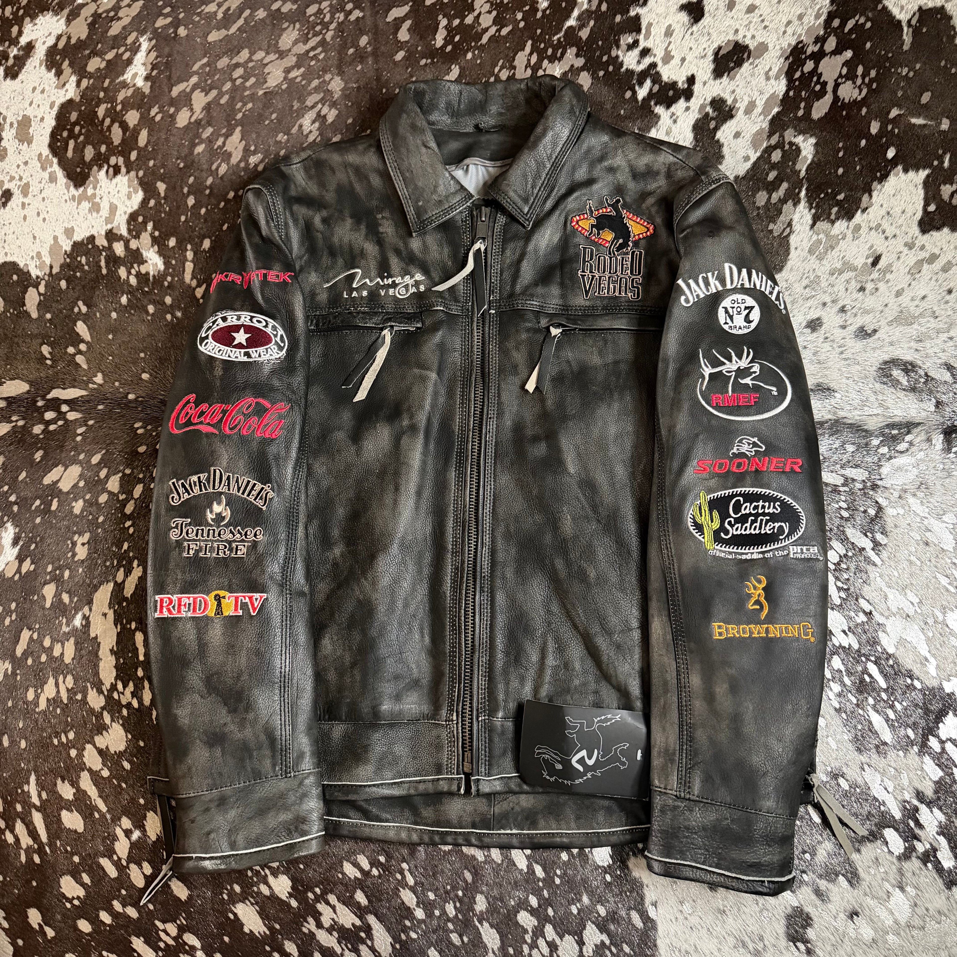 XLarge Limited Edition Rodeo Vegas Leather Jacket Dark Grey