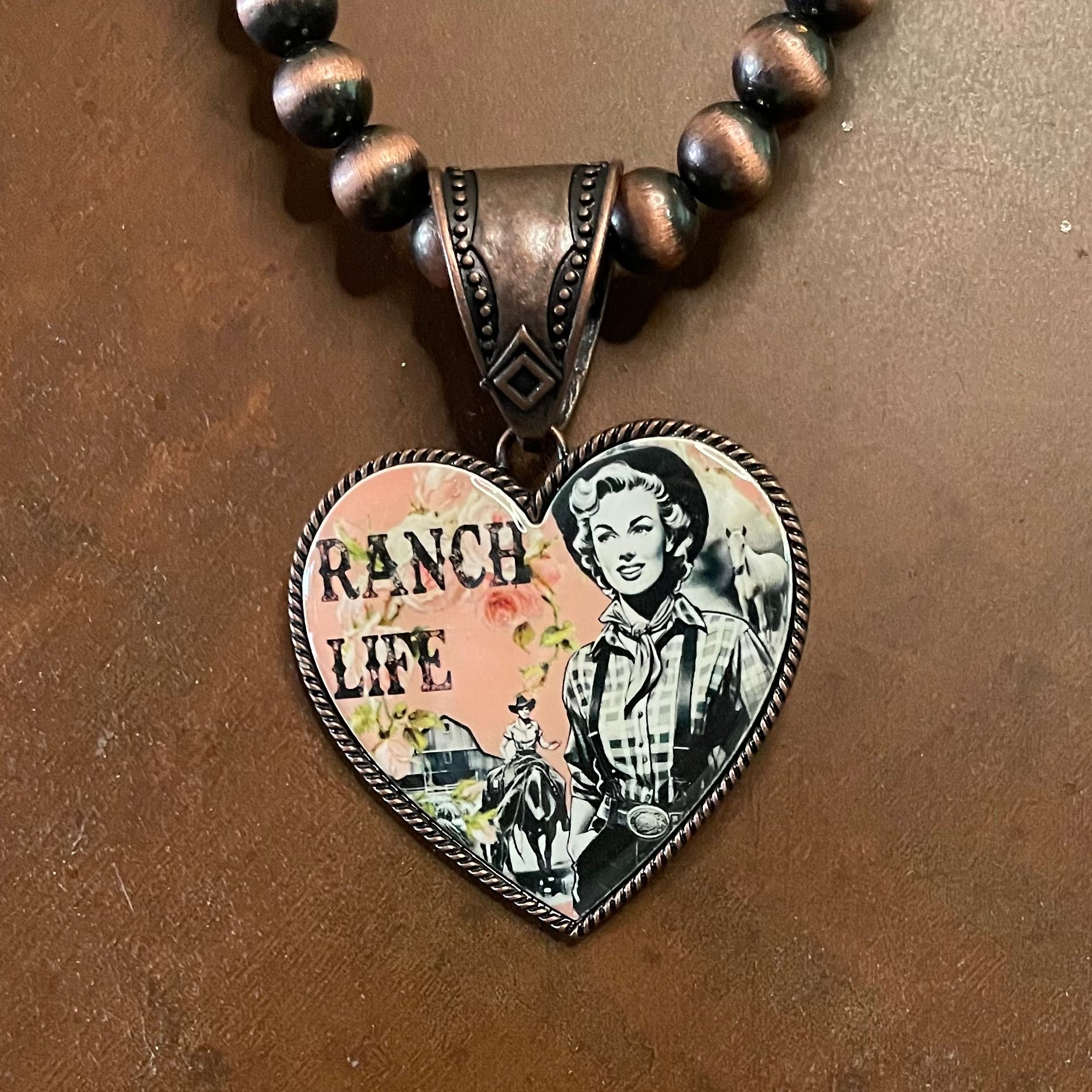 "Ranch Life" Heart Pendant