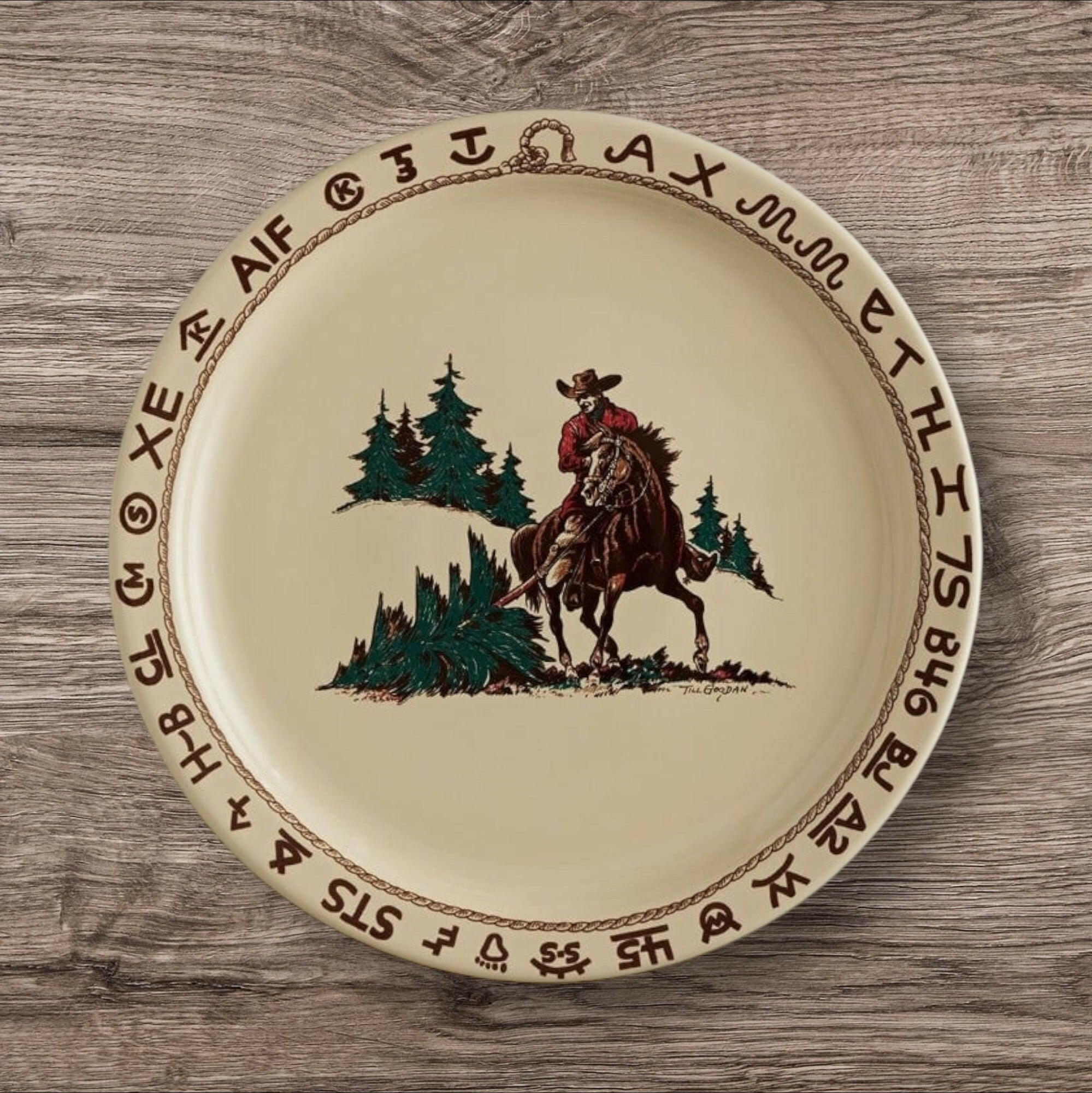 True West Christmas Pattern 14" Round Platter