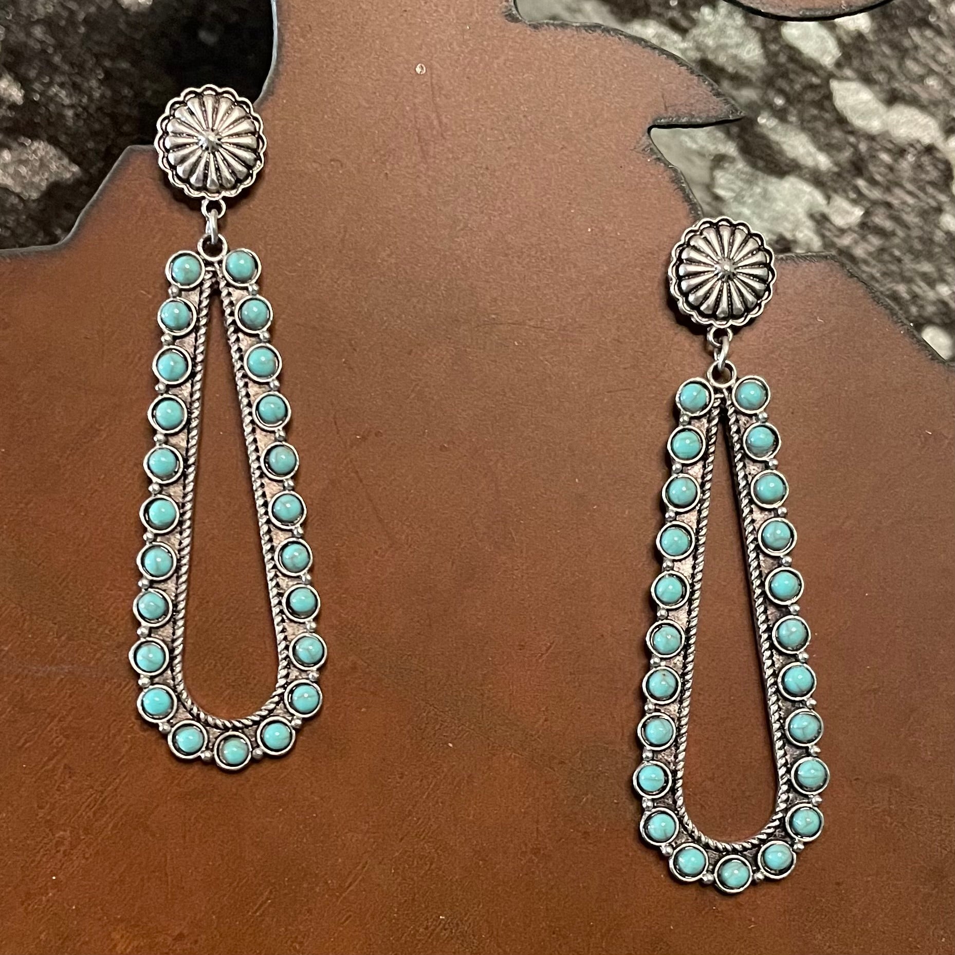FAUX Turquoise Long Teardrop Earrings