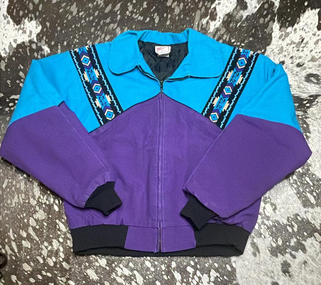 Large Vintage NFR Color-block Bomber w Aztec Trim