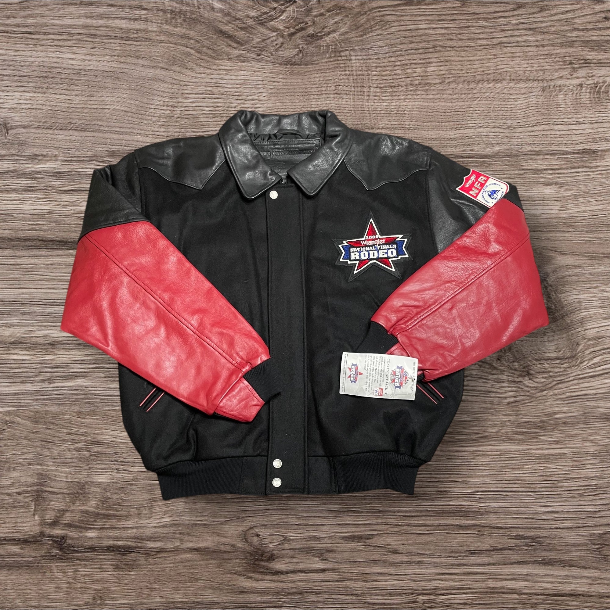 Large NWT Vintage 2006 Wool & Leather NFR Official Contestant Jacket