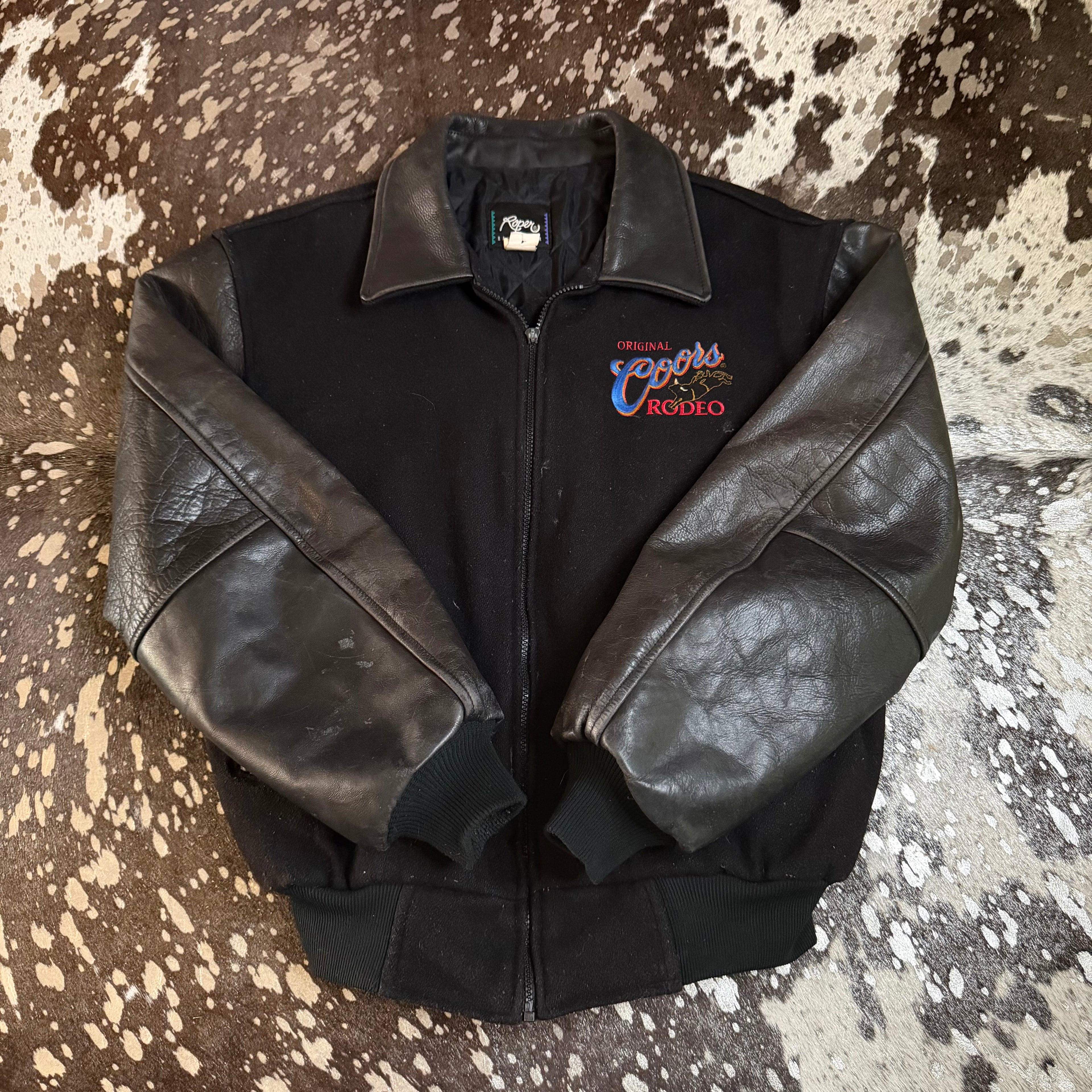 XLarge Vintage Coors Rodeo Wool & Leather Jacket