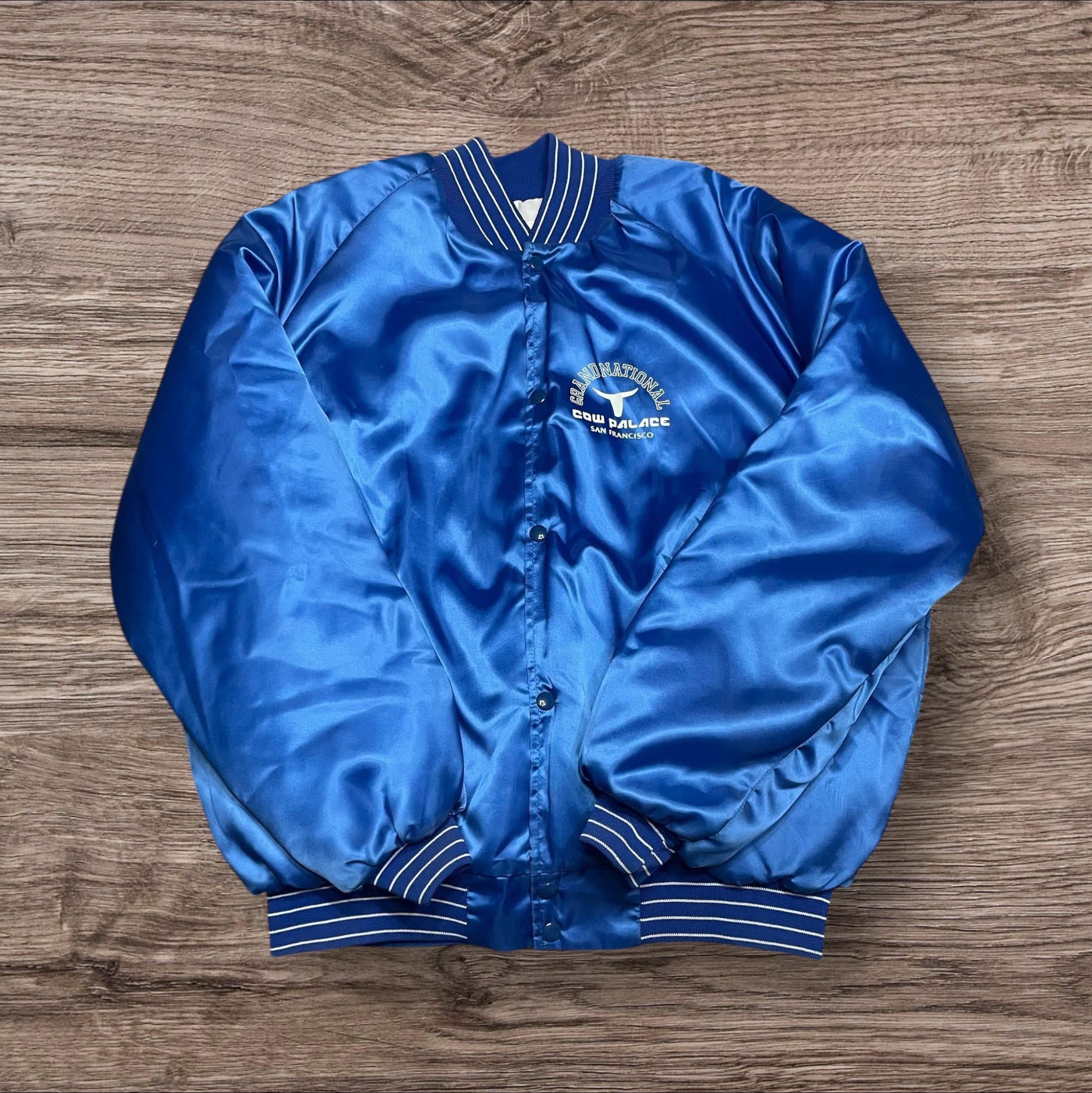 2XLarge Vintage Cow Palace Blue Satin Bomber