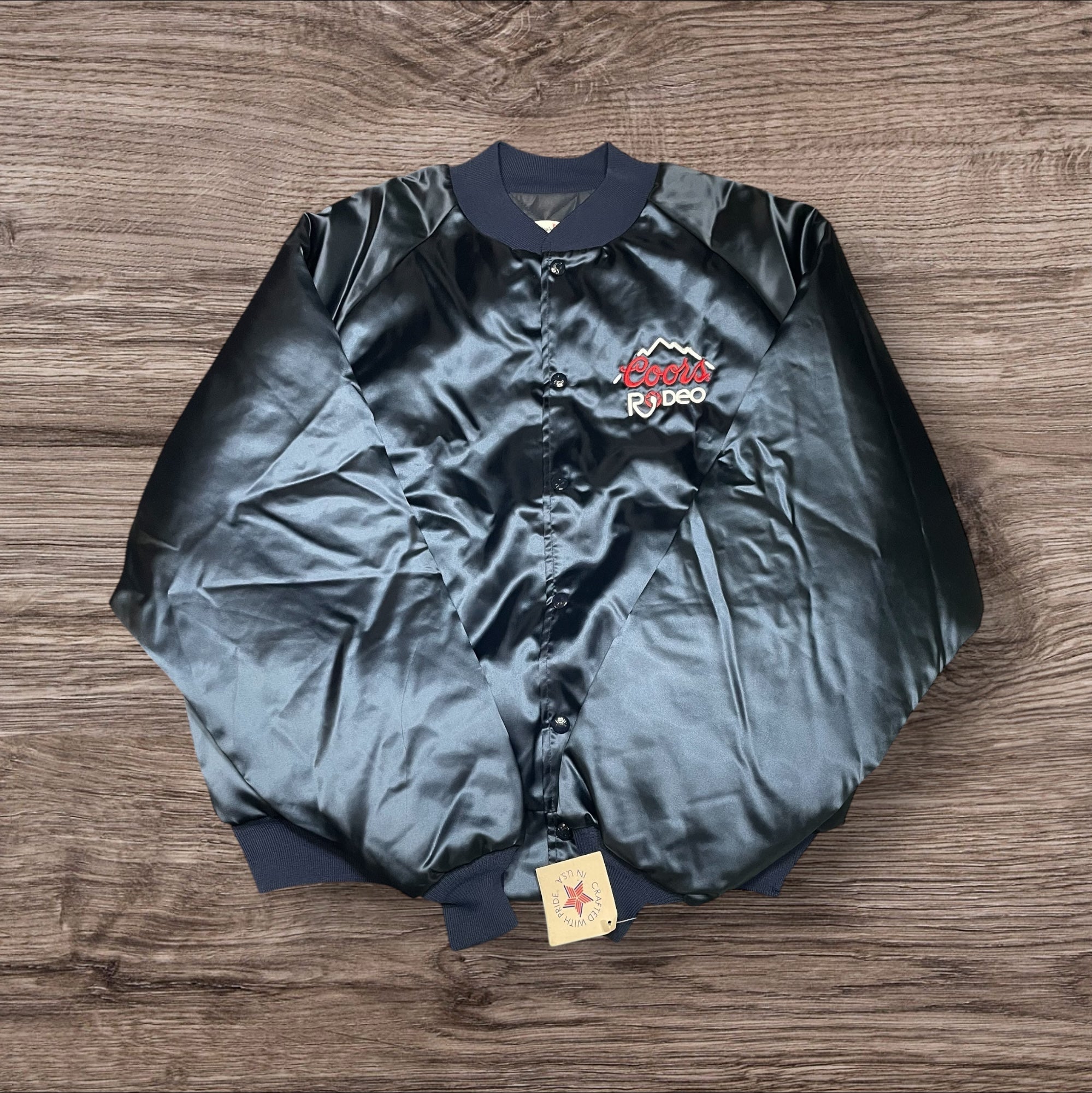 XLarge NWT Vintage Coors Rodeo Navy Satin Bomber