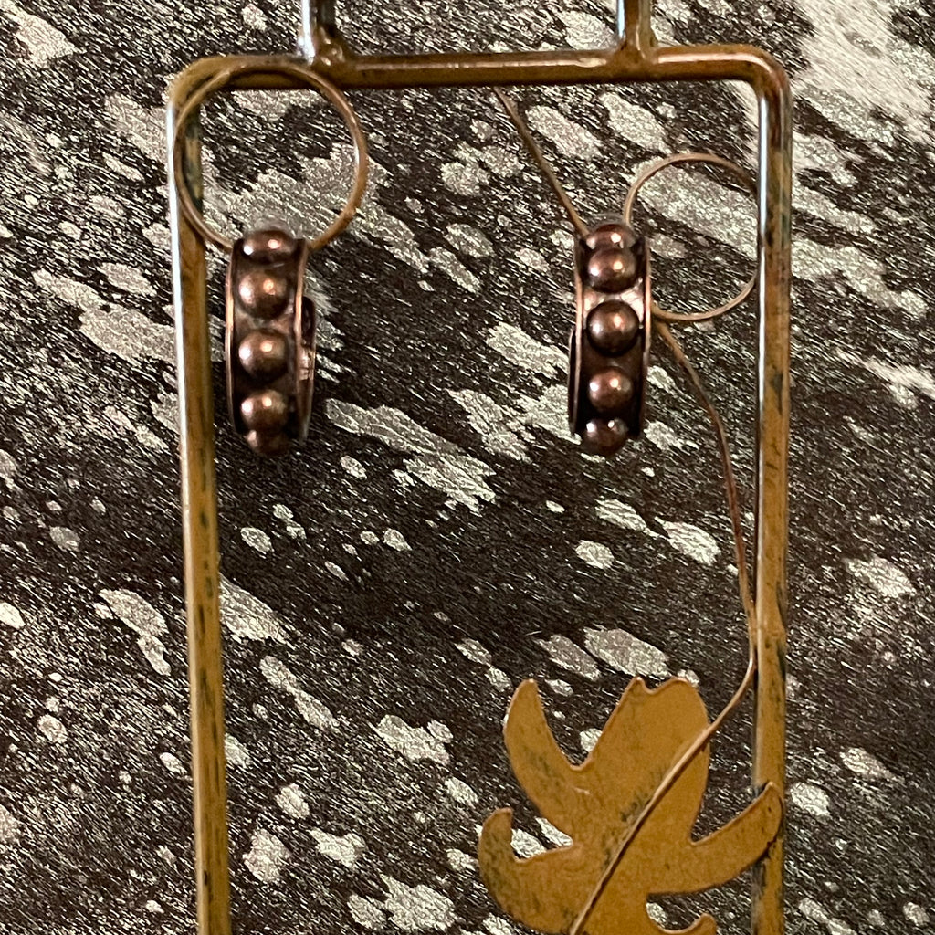 1.5" Copper-Tone Beaded Hoop Earrings