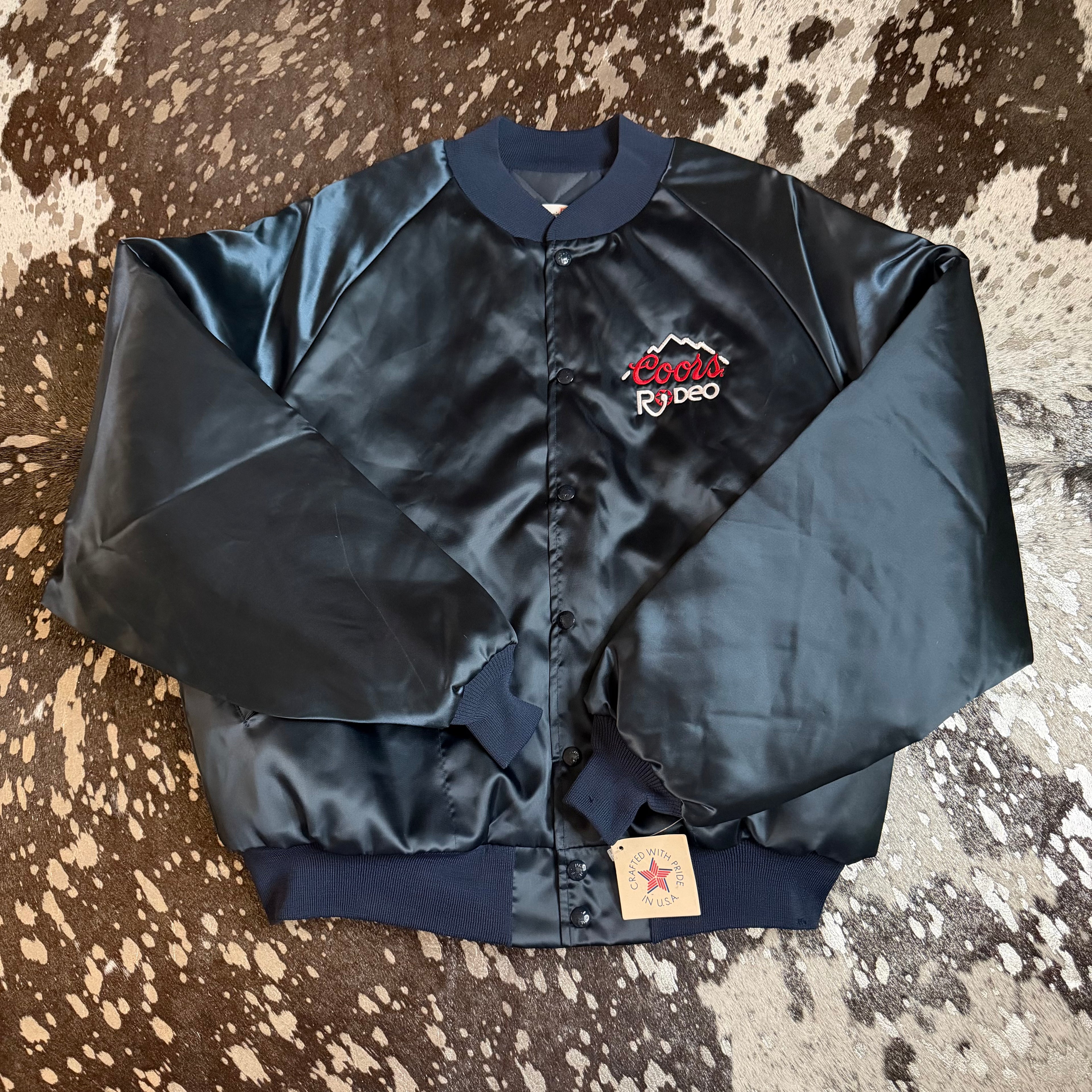 XLarge NWT Vintage Coors Rodeo Navy Satin Jacket