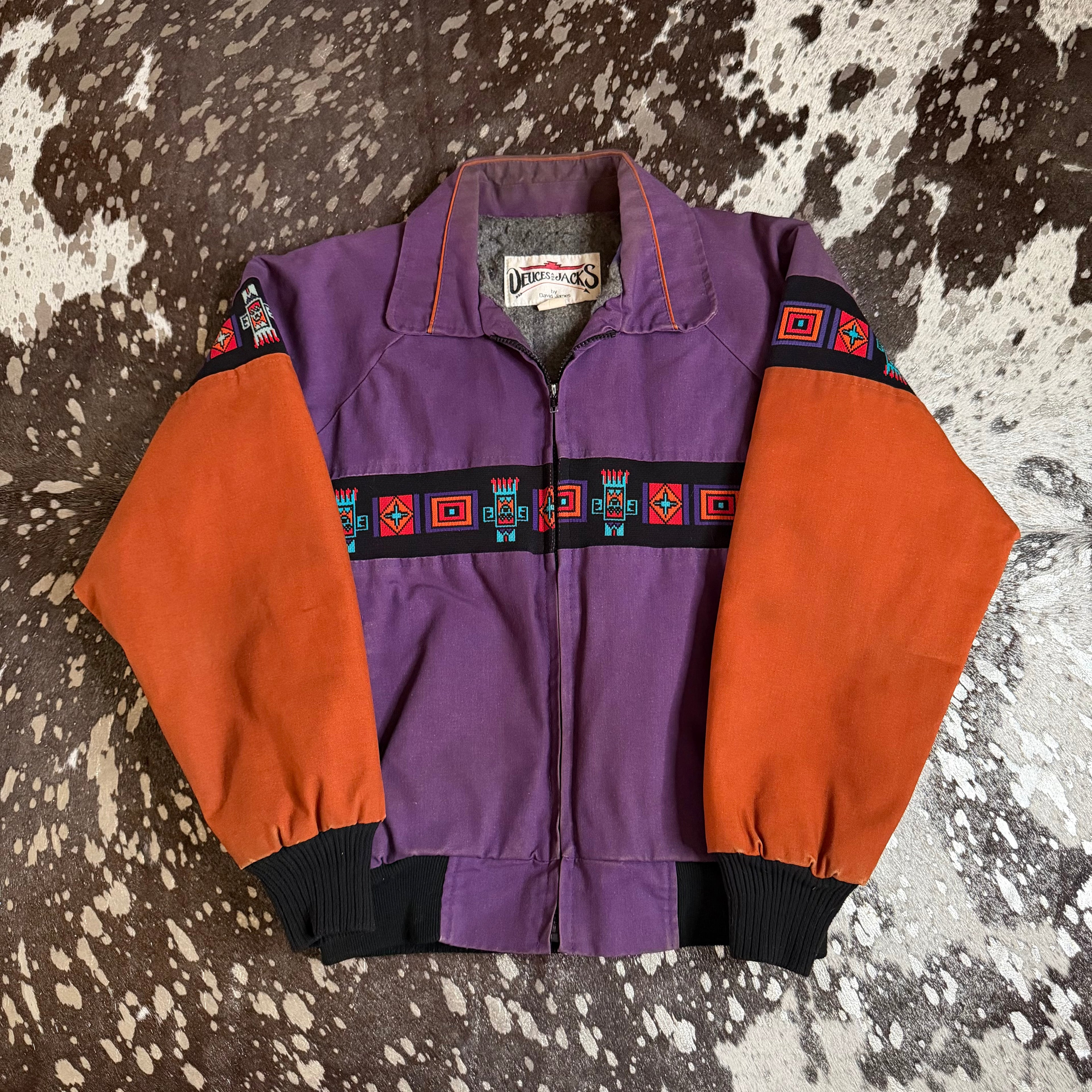 Small Vintage Dueces and Jacks Aztec Canvas Jacket