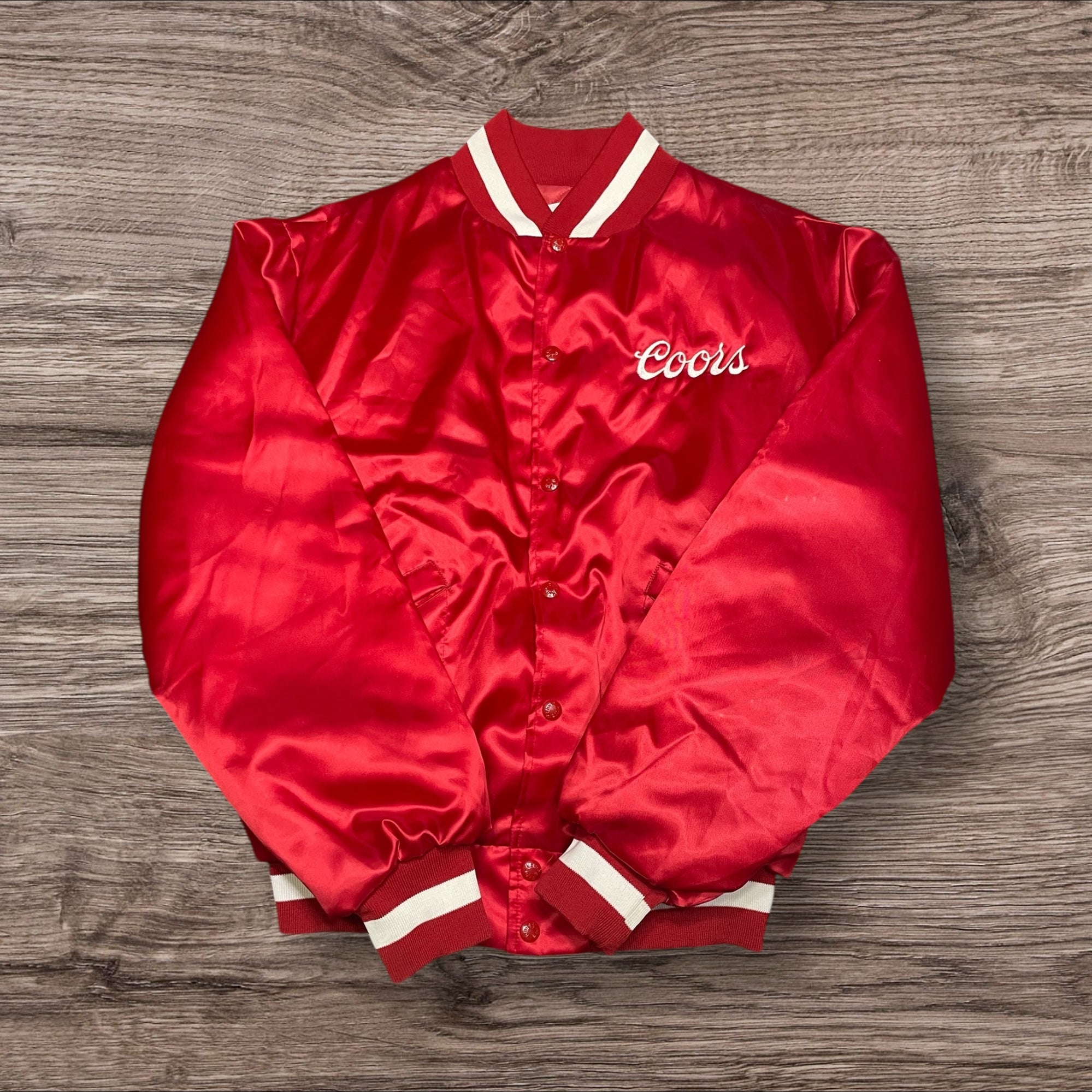 Large Vintage Coors Chute Out Pro Rodeo Satin Bomber