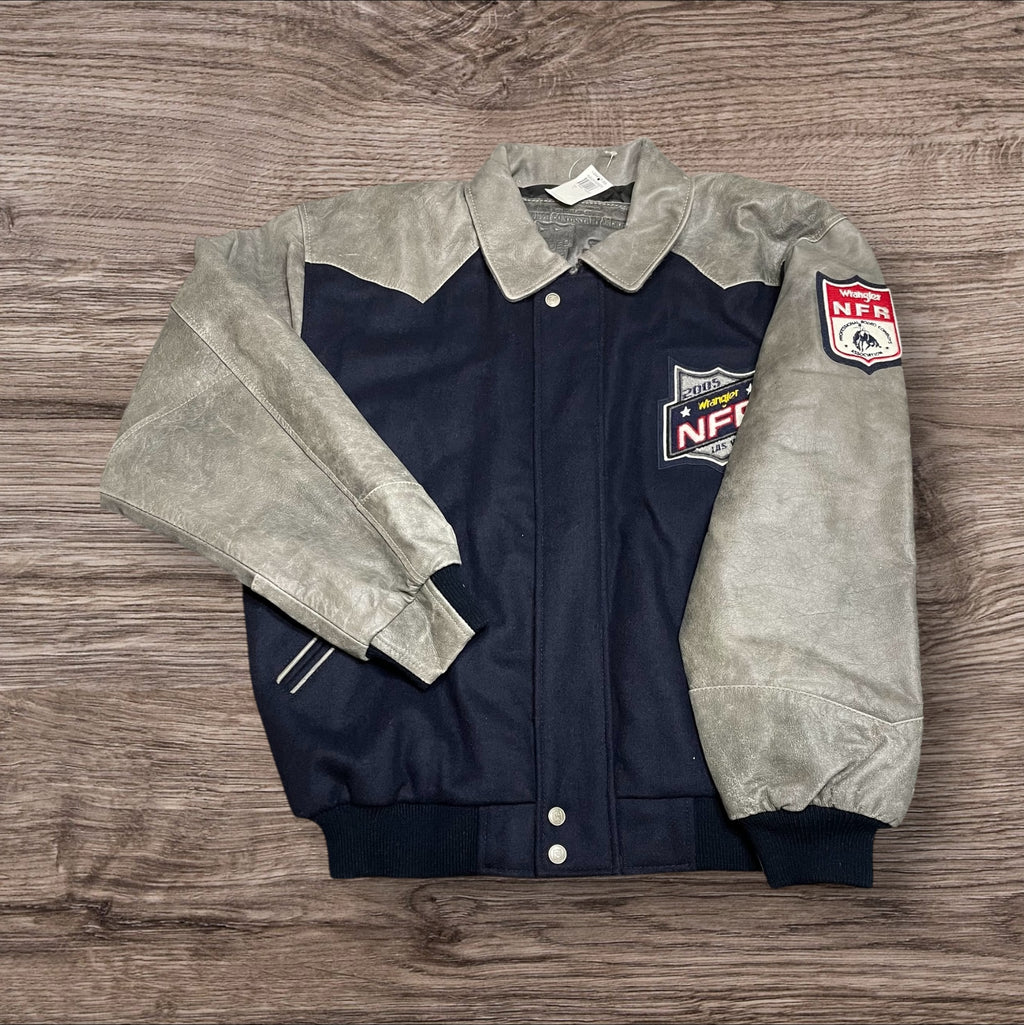 Large NWT Vintage 2005 Wool & Leather NFR Official Contestant Jacket