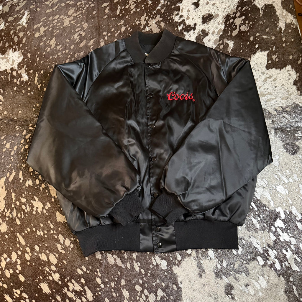 XLarge Vintage Coors Chute Out Pro Rodeo Black Satin Jacket