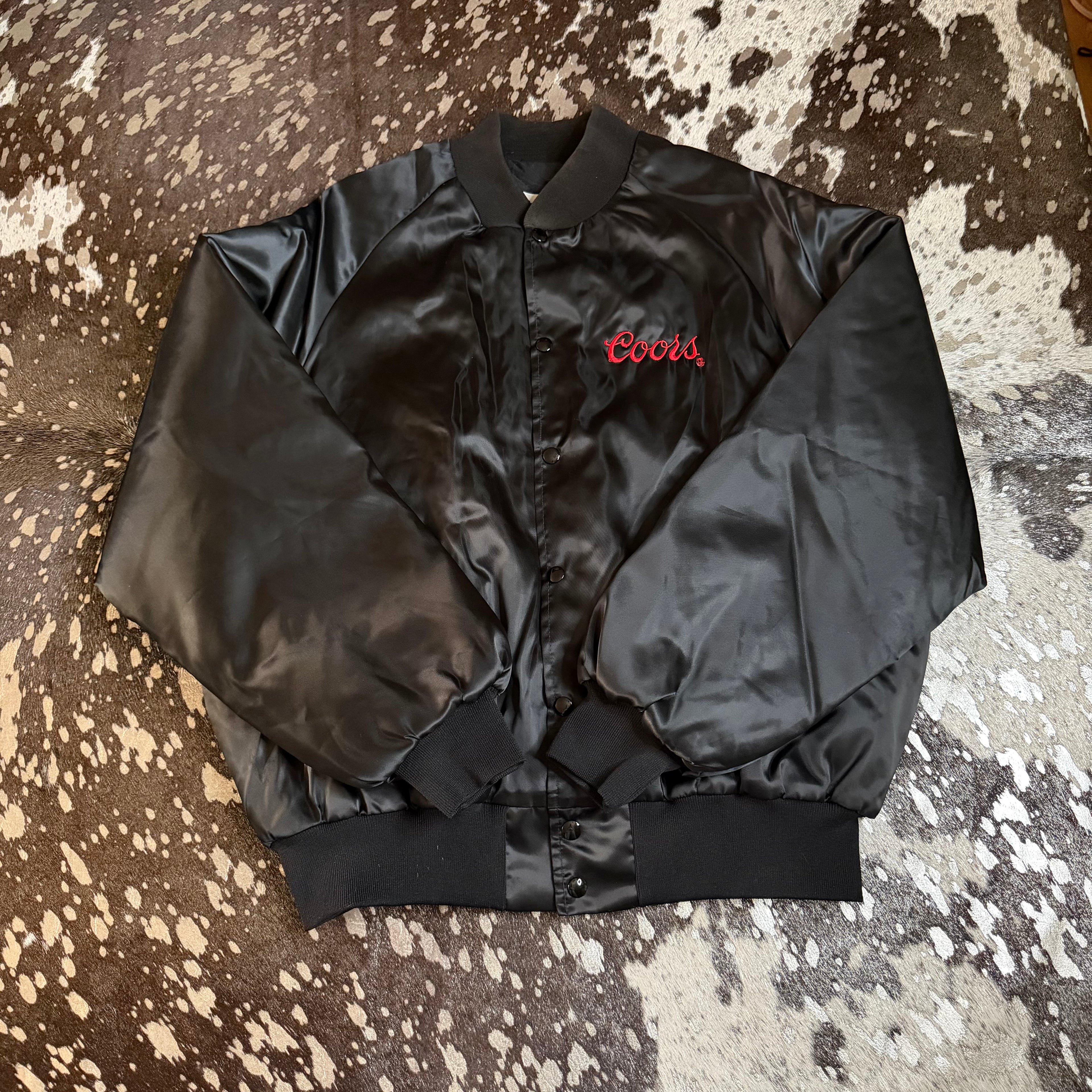 XLarge Vintage Coors Chute Out Pro Rodeo Black Satin Jacket