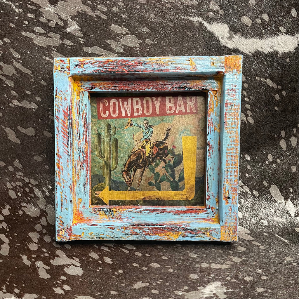 "Cowboy Bar" Square Framed Artwork